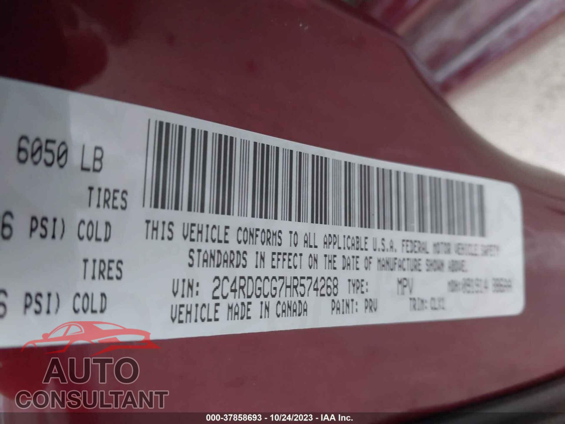 DODGE GRAND CARAVAN 2017 - 2C4RDGCG7HR574268