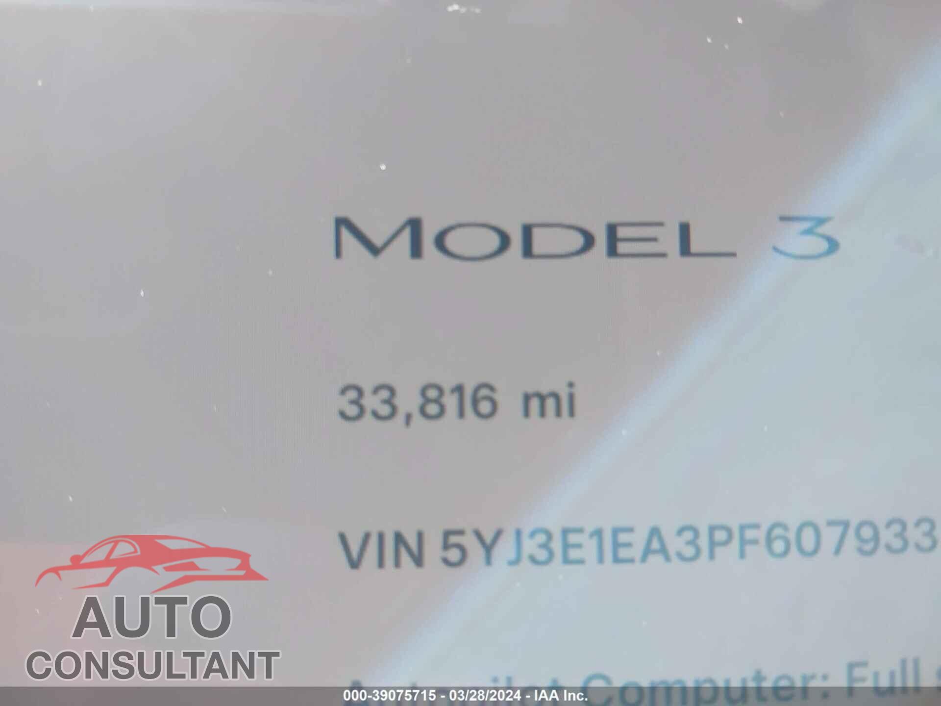 TESLA MODEL 3 2023 - 5YJ3E1EA3PF607933