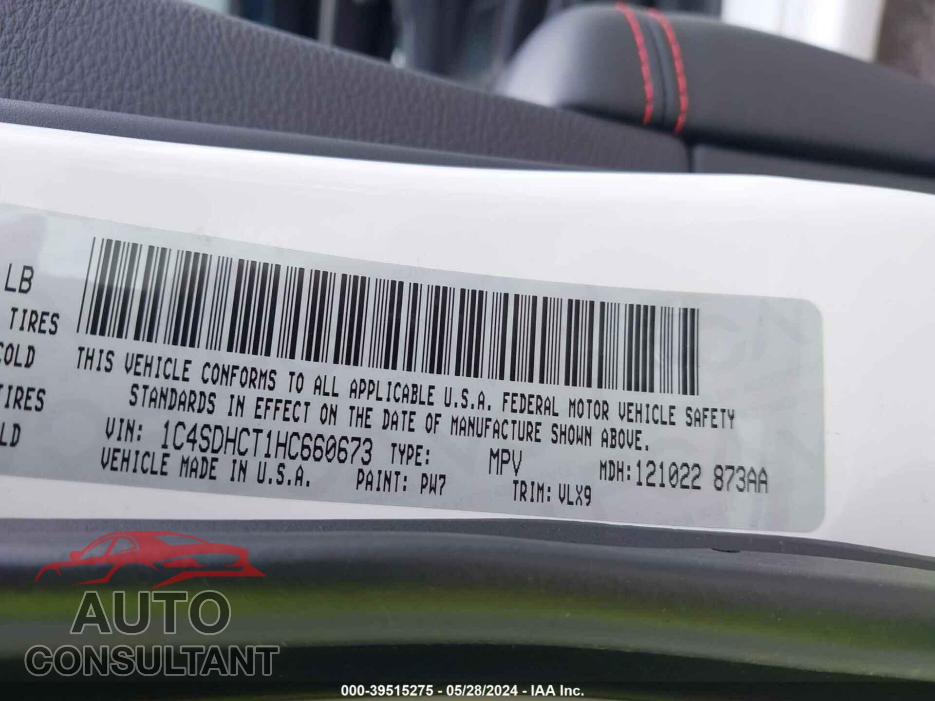 DODGE DURANGO 2017 - 1C4SDHCT1HC660673