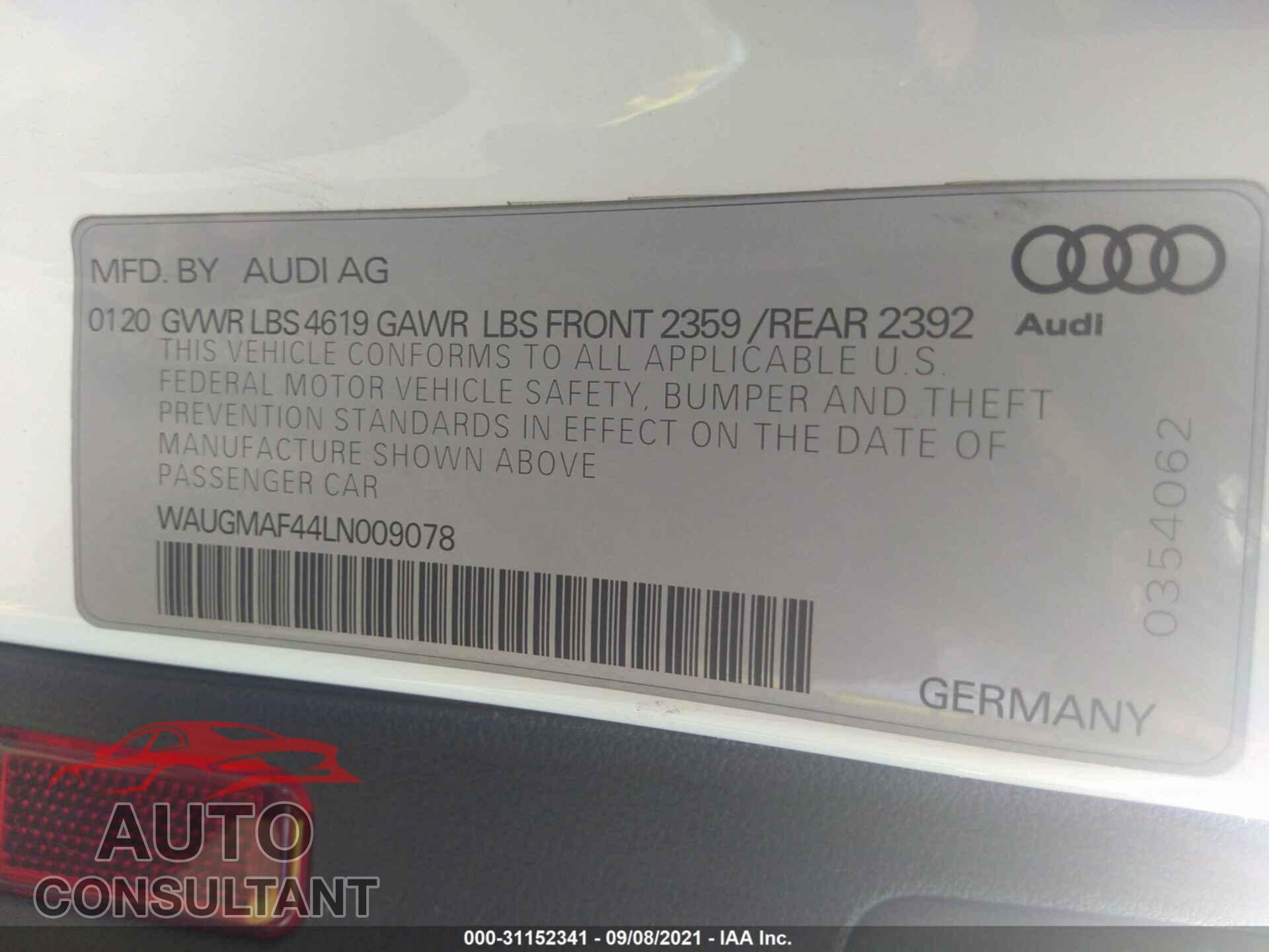 AUDI A4 2020 - WAUGMAF44LN009078