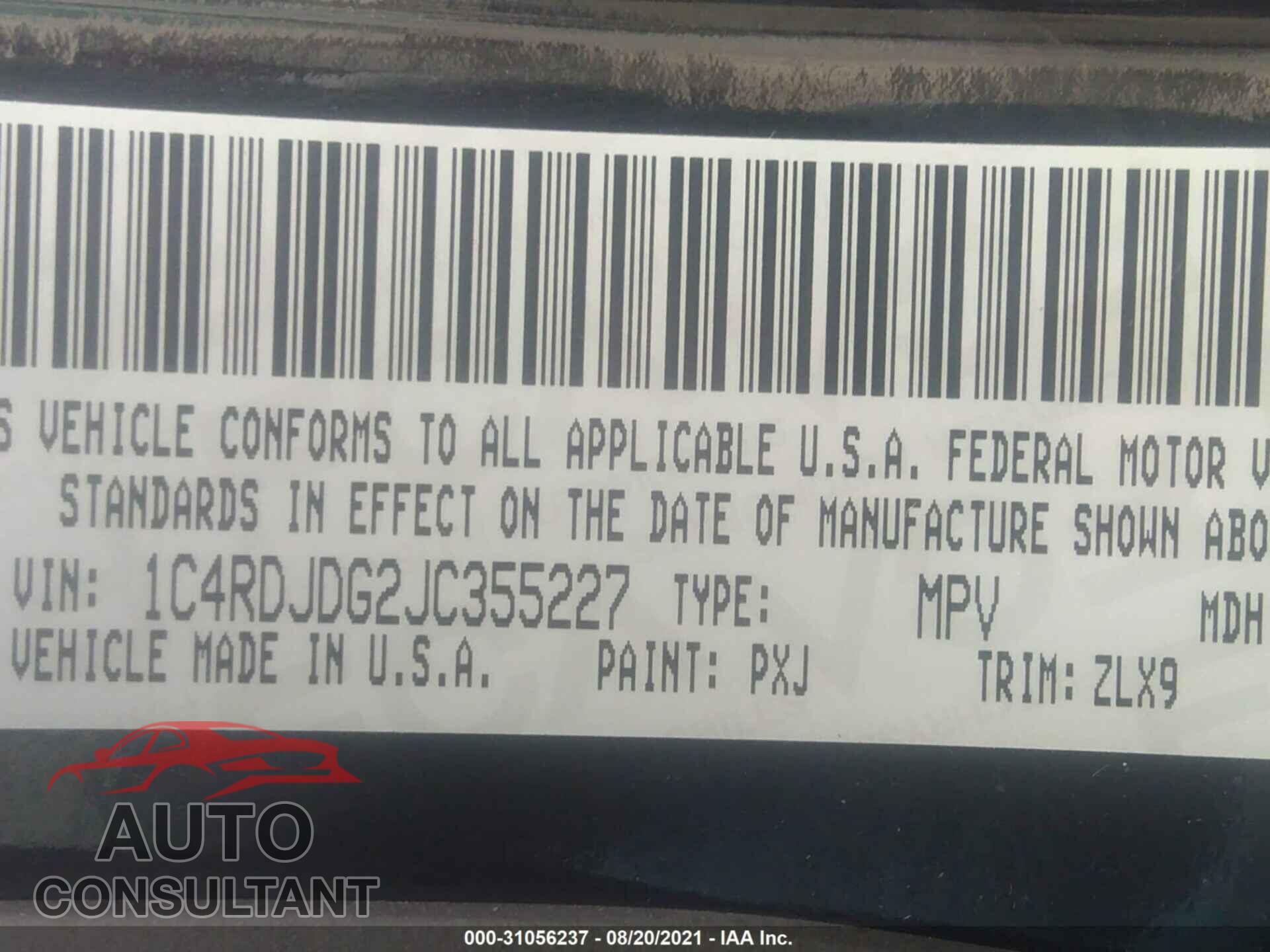 DODGE DURANGO 2018 - 1C4RDJDG2JC355227