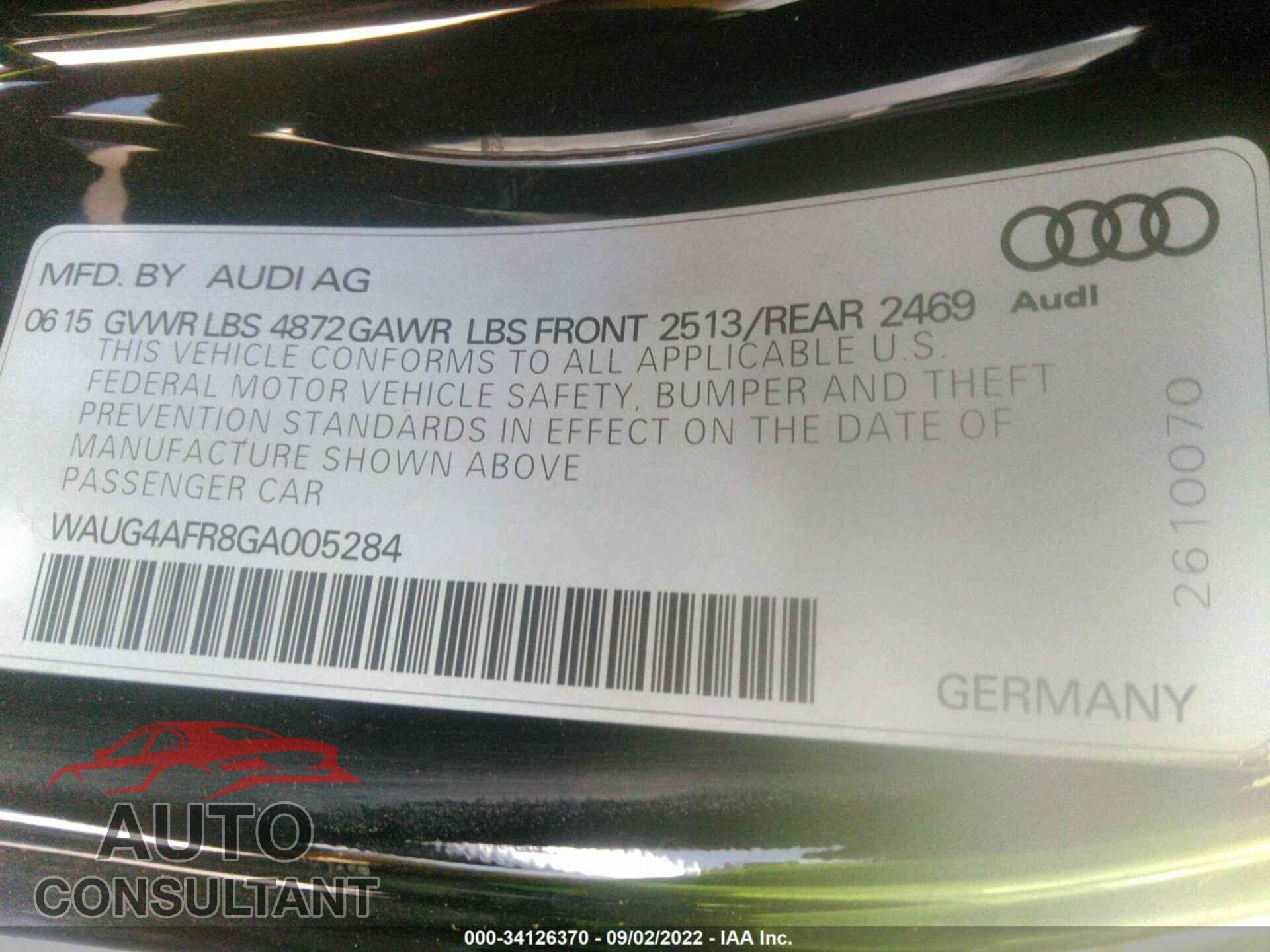 AUDI S5 2016 - WAUG4AFR8GA005284