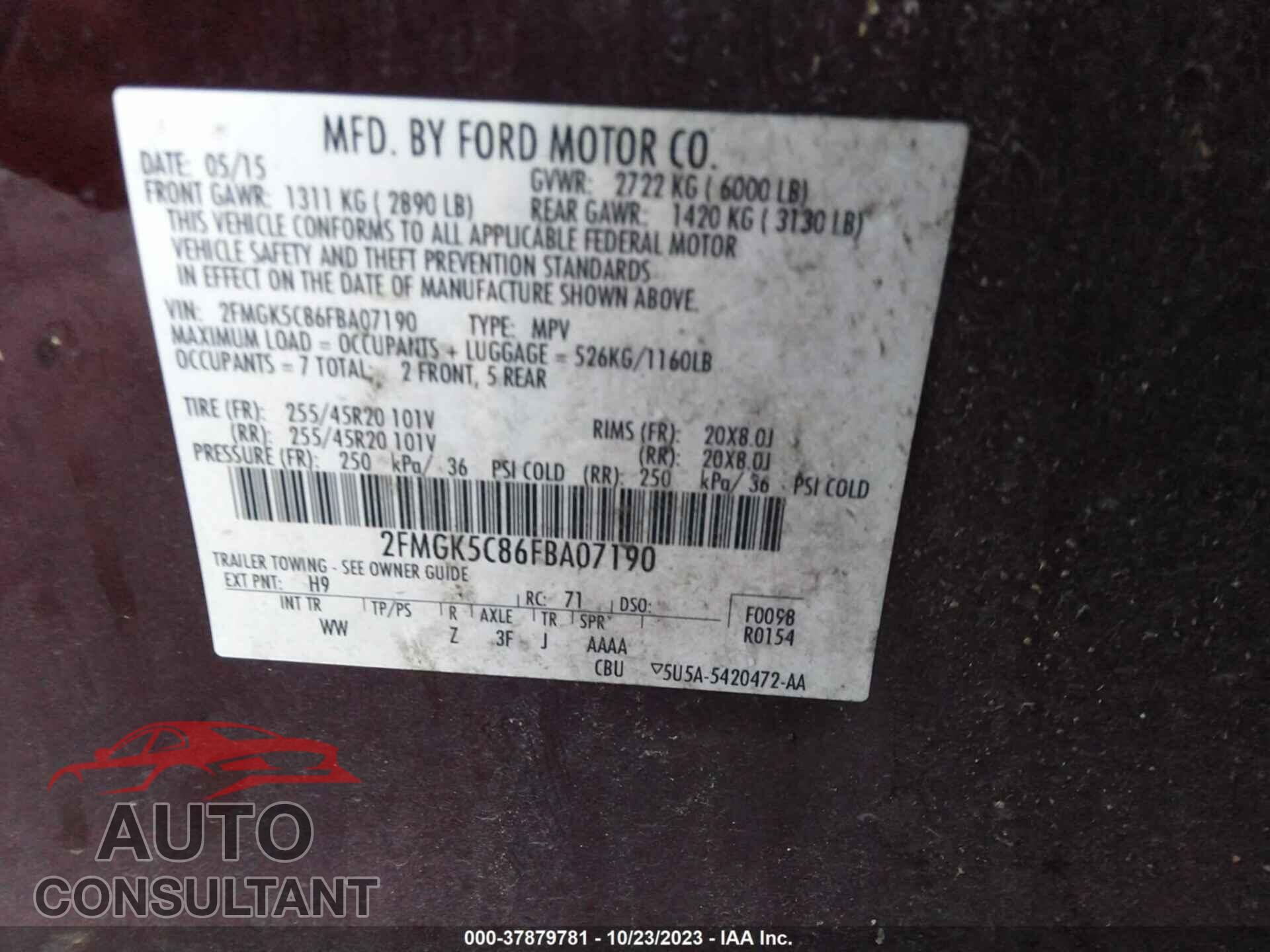 FORD FLEX 2015 - 2FMGK5C86FBA07190