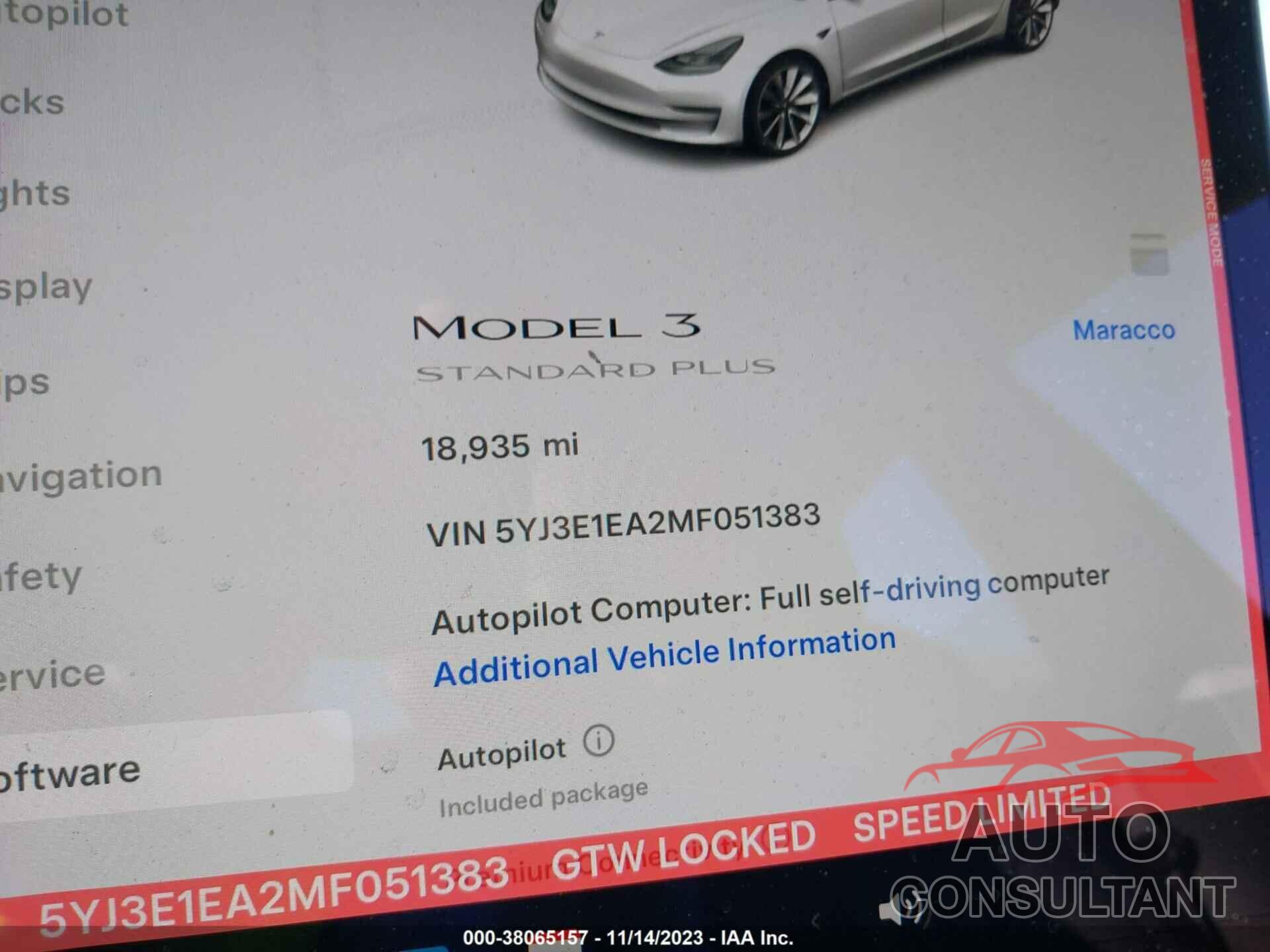 TESLA MODEL 3 2021 - 5YJ3E1EA2MF051383