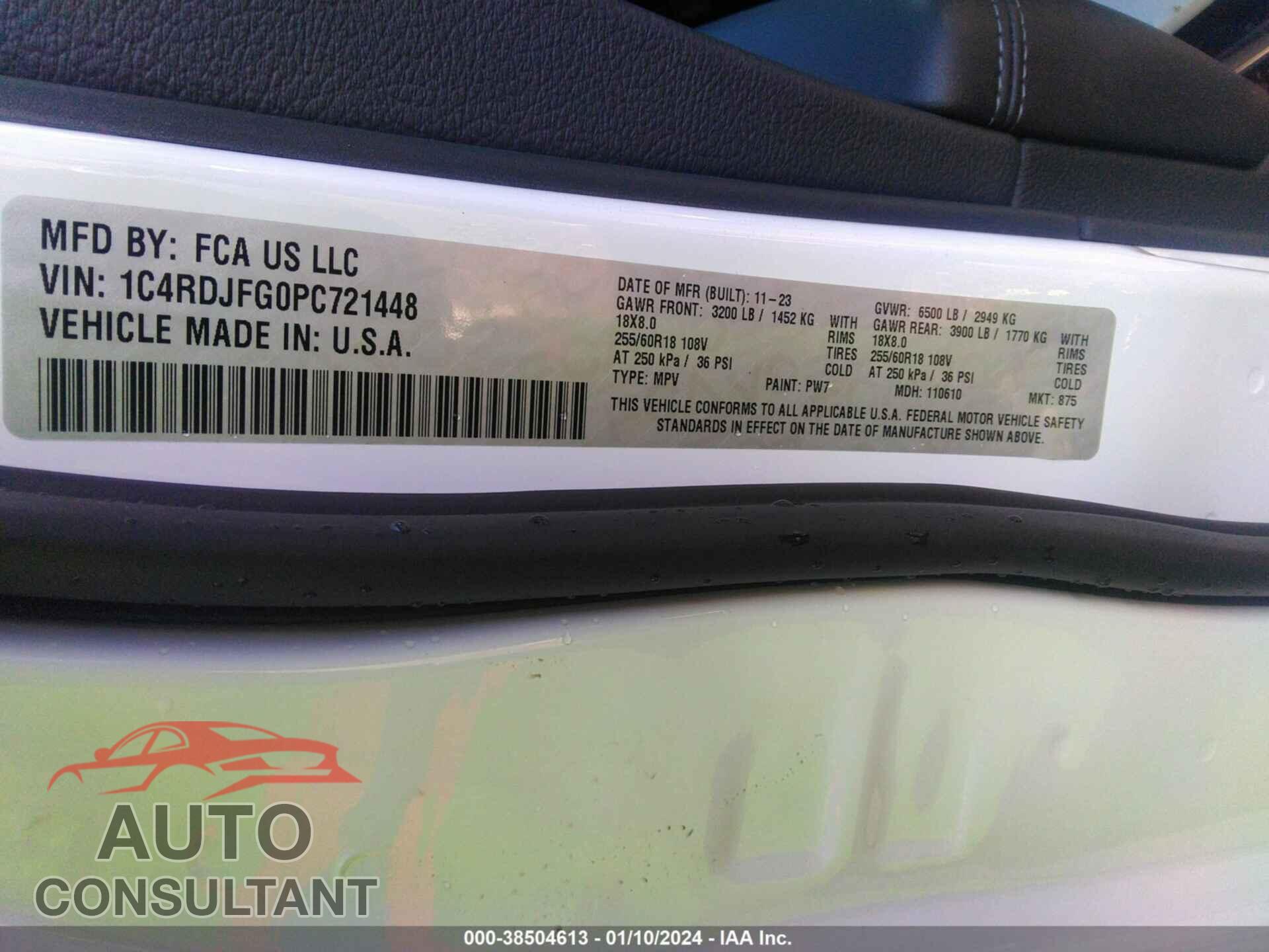 DODGE DURANGO 2023 - 1C4RDJFG0PC721448