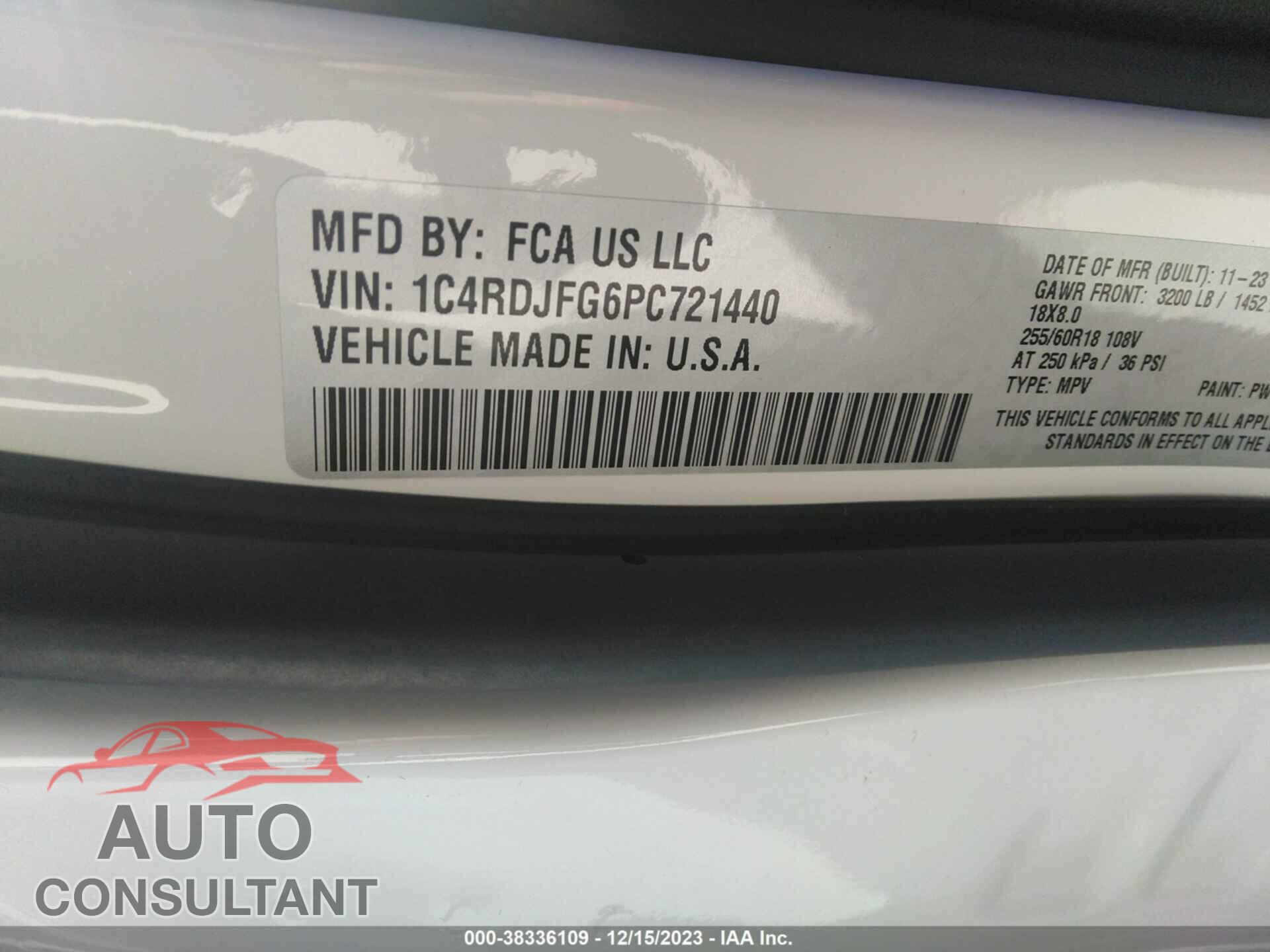 DODGE DURANGO 2023 - 1C4RDJFG6PC721440