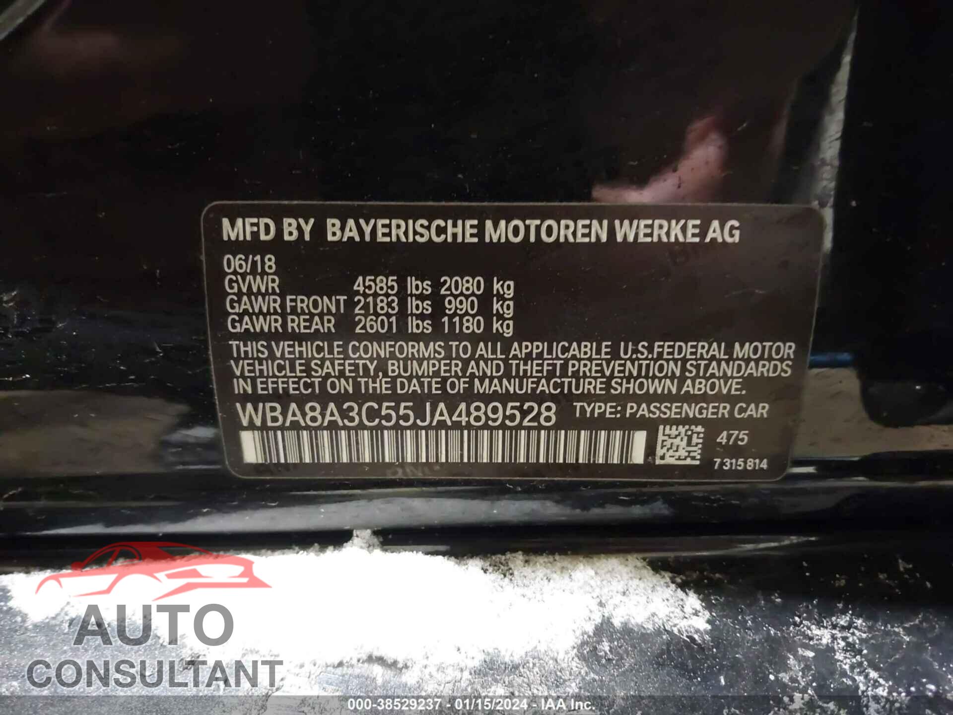 BMW 320I 2018 - WBA8A3C55JA489528