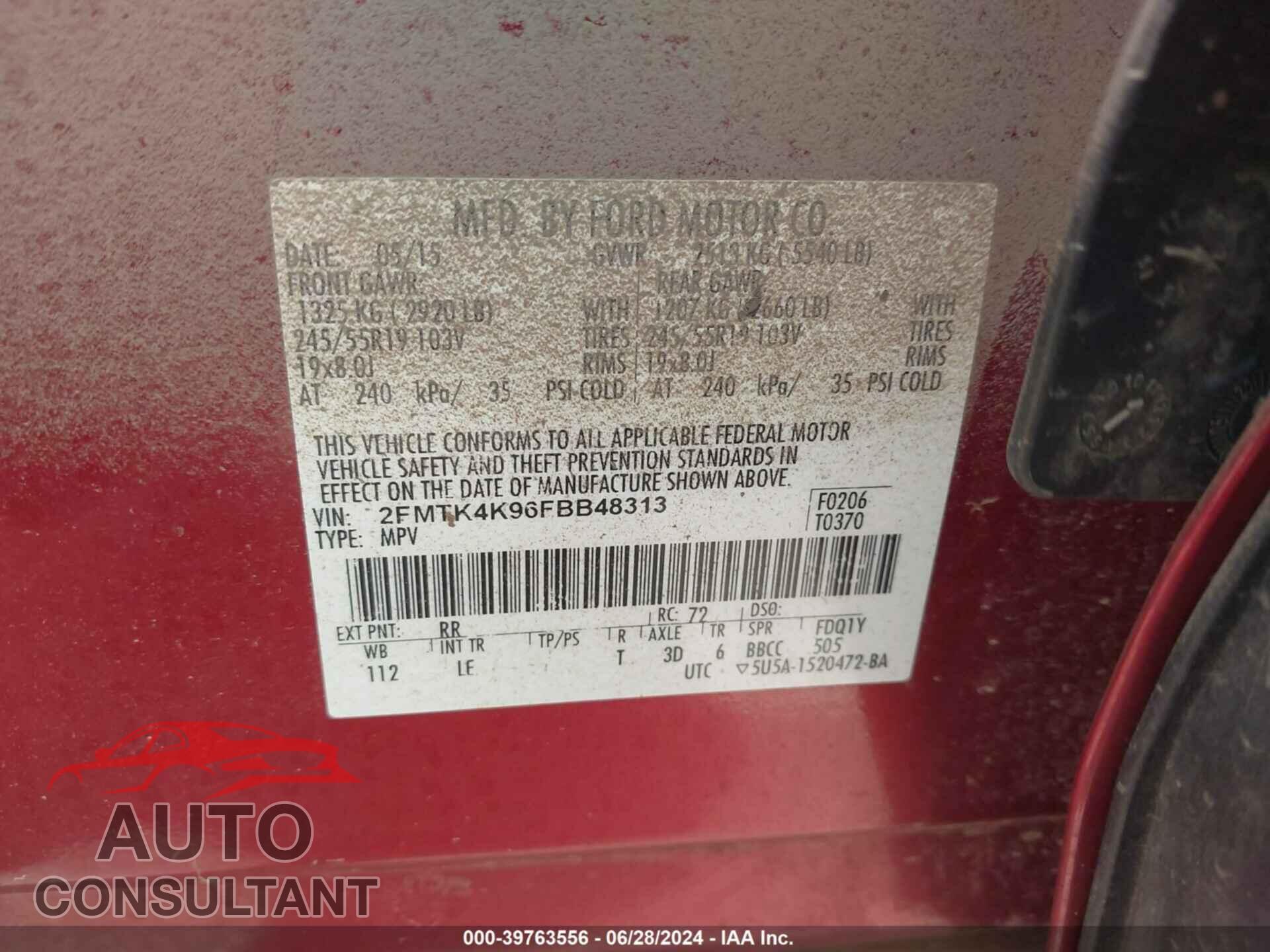 FORD EDGE 2015 - 2FMTK4K96FBB48313