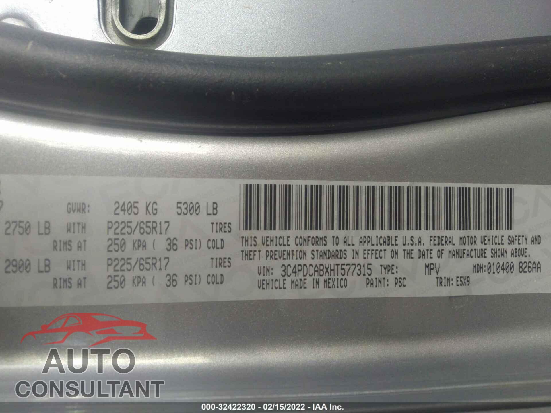 DODGE JOURNEY 2017 - 3C4PDCABXHT577315