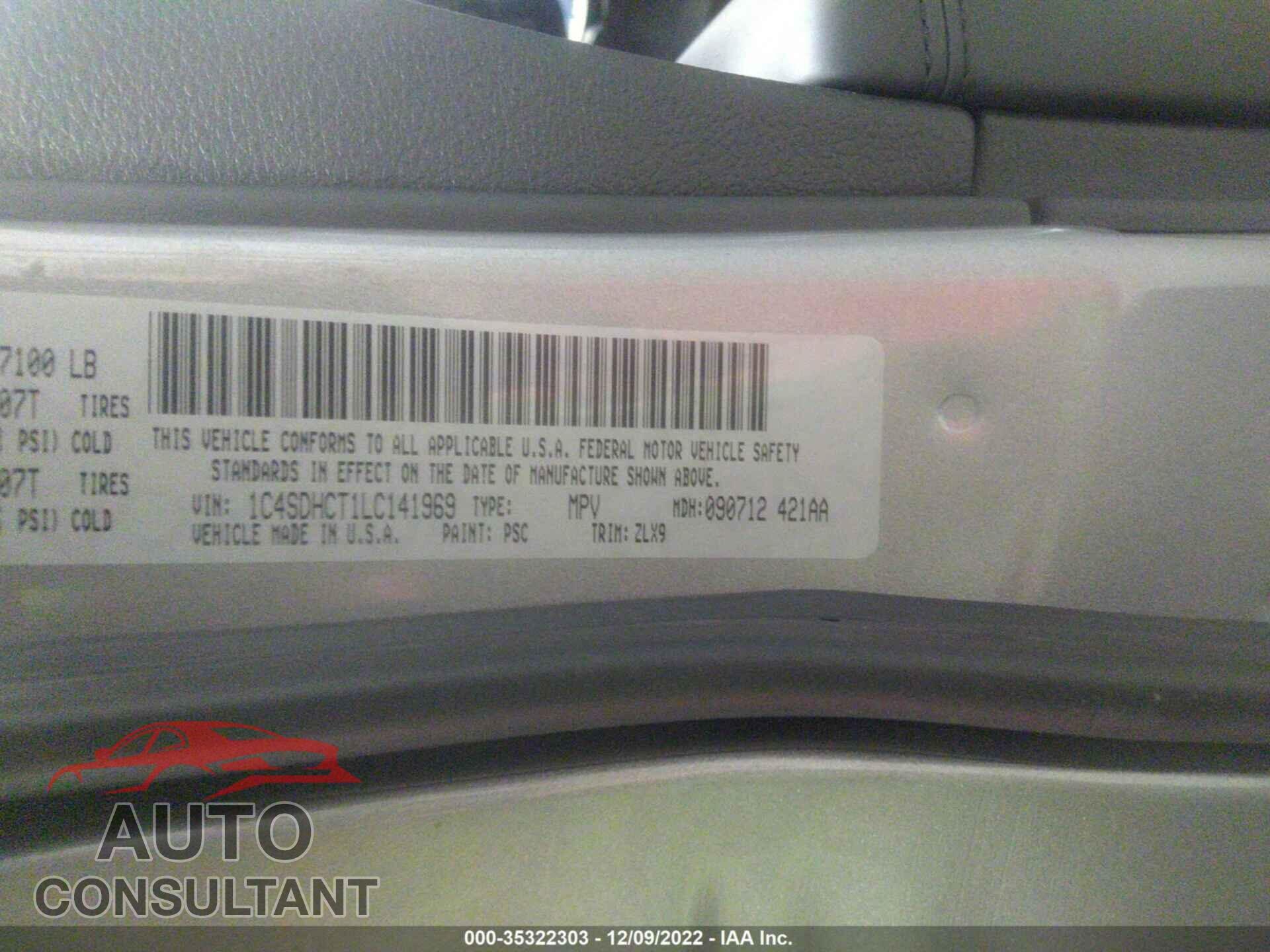 DODGE DURANGO 2020 - 1C4SDHCT1LC141969