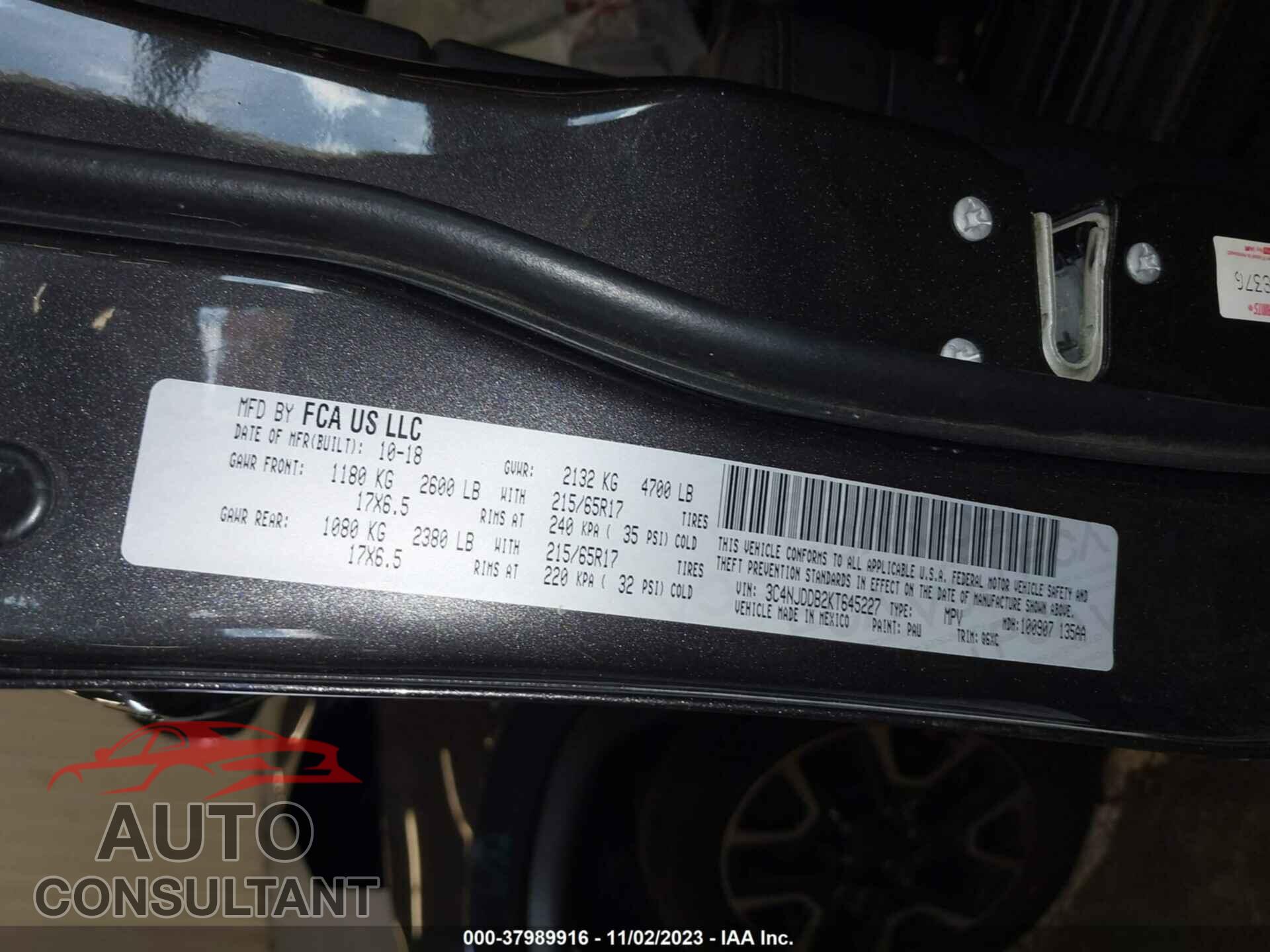 JEEP COMPASS 2019 - 3C4NJDDB2KT645227