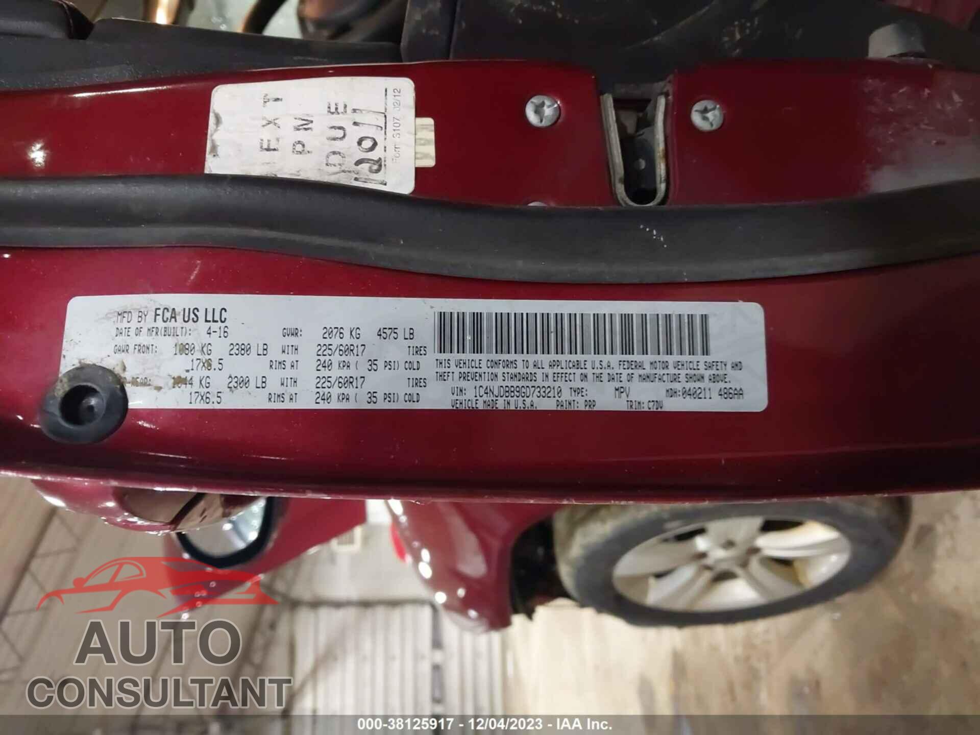 JEEP COMPASS 2016 - 1C4NJDBB9GD733210