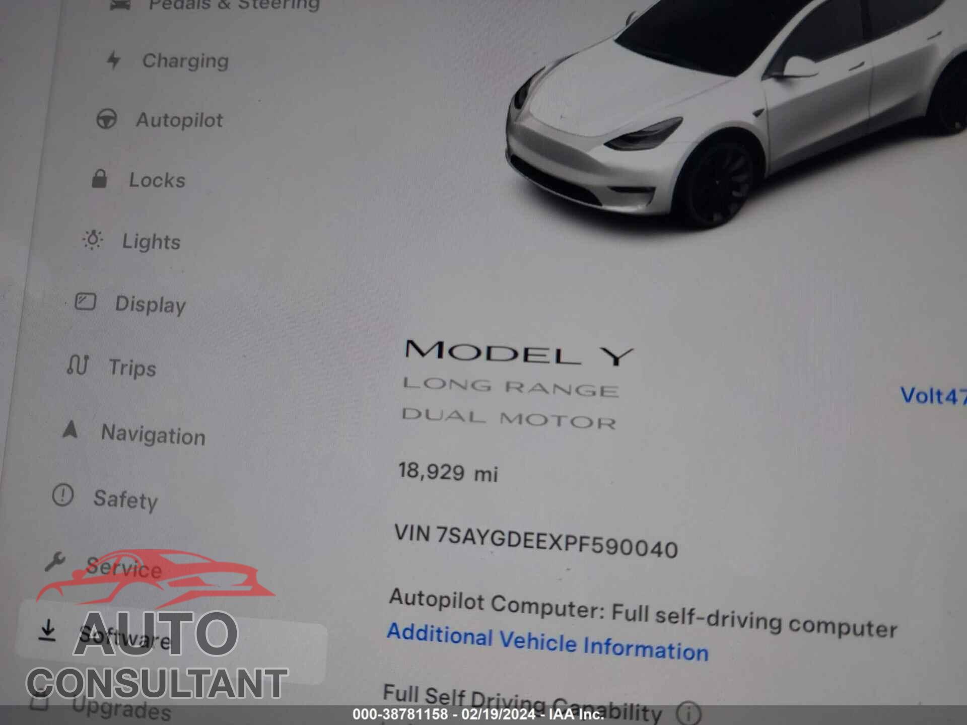 TESLA MODEL Y 2023 - 7SAYGDEEXPF590040