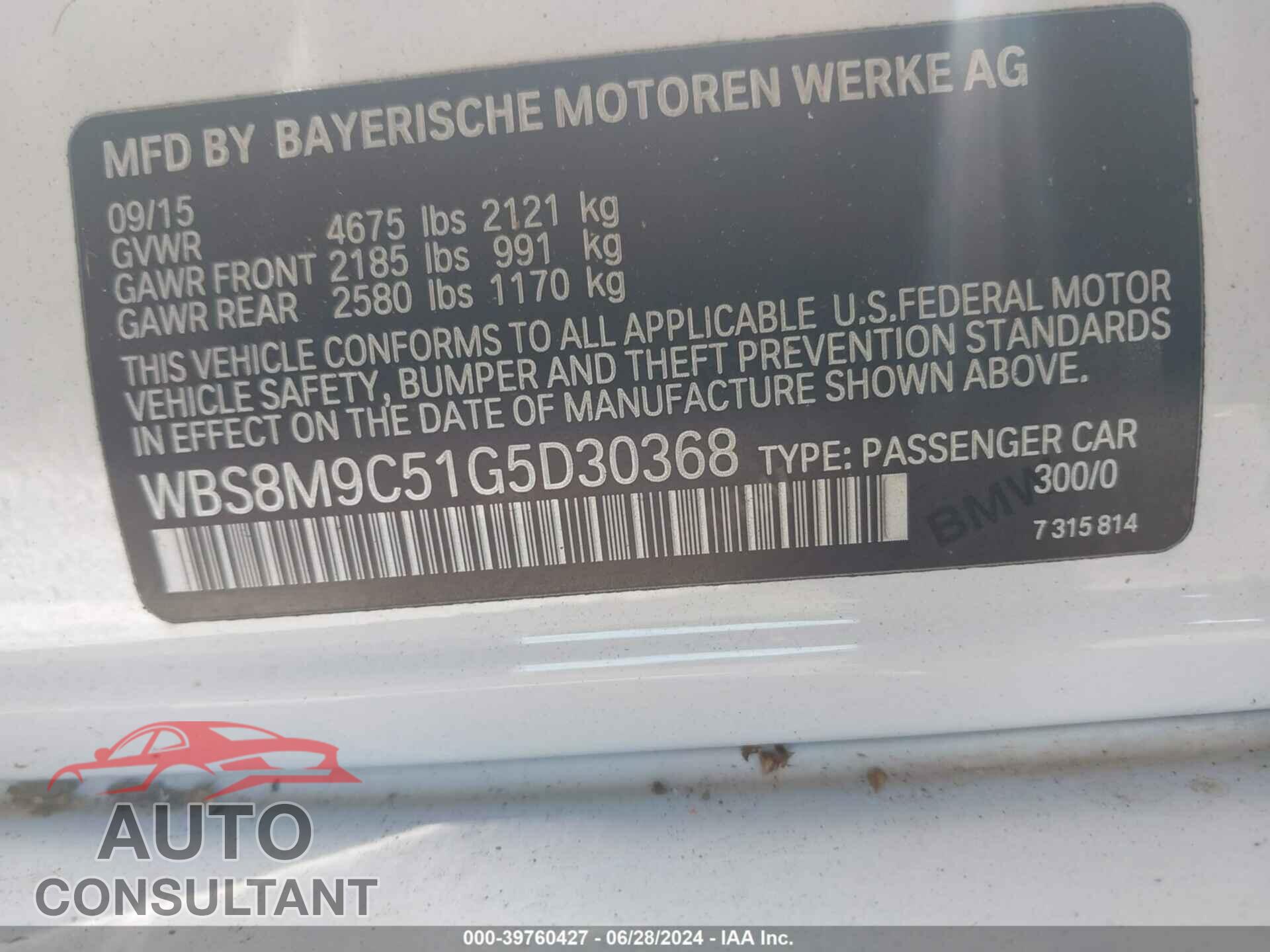 BMW M3 2016 - WBS8M9C51G5D30368