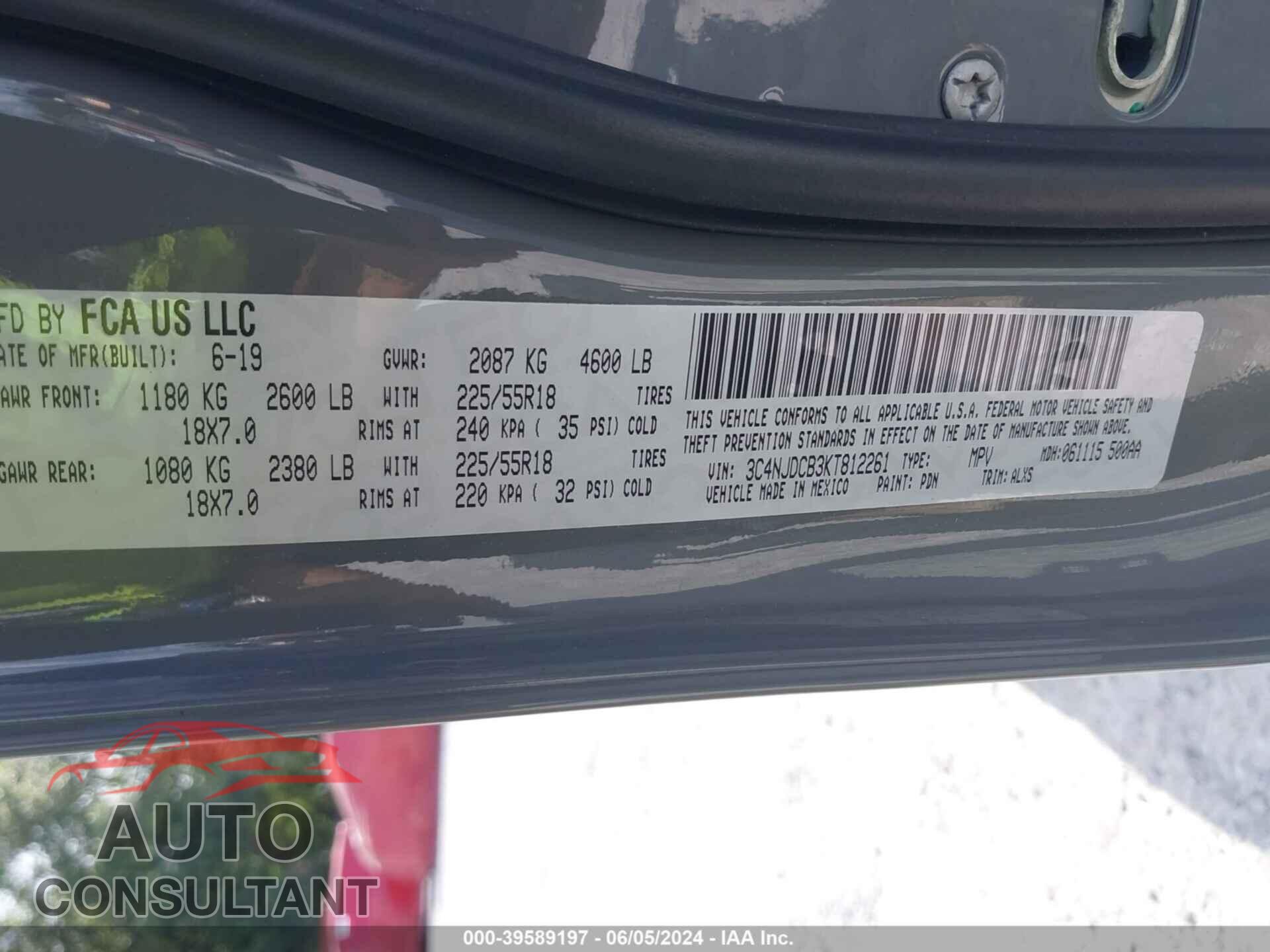 JEEP COMPASS 2019 - 3C4NJDCB3KT812261