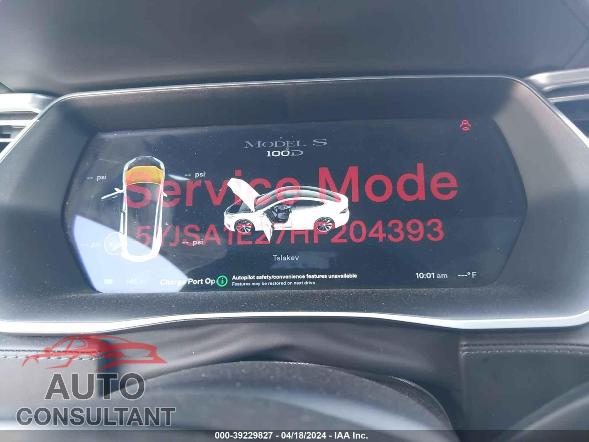 TESLA MODEL S 2017 - 5YJSA1E27HF204393