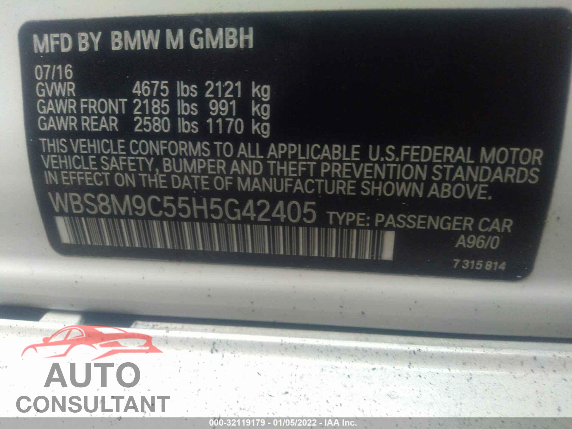 BMW M3 2017 - WBS8M9C55H5G42405