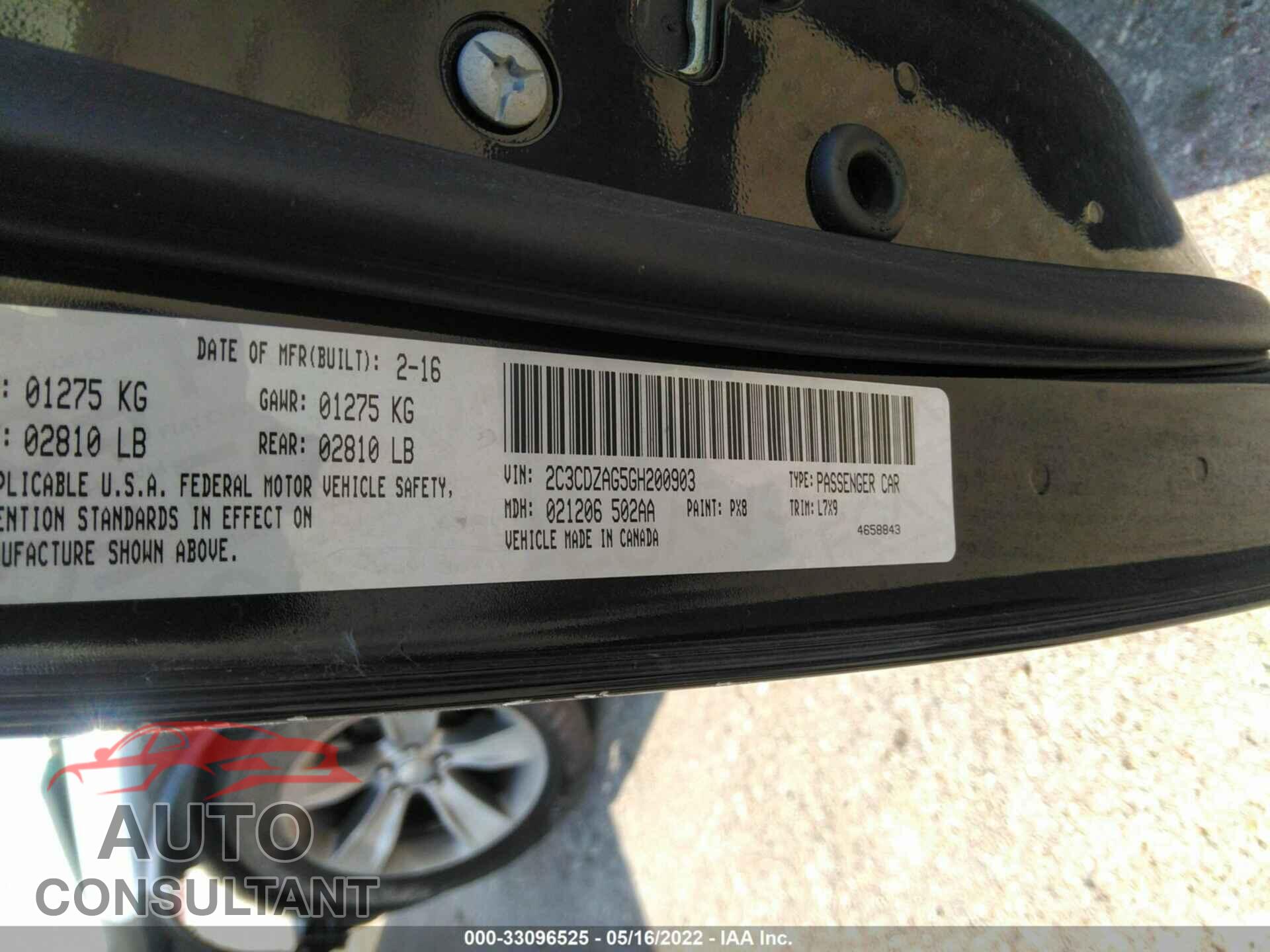 DODGE CHALLENGER 2016 - 2C3CDZAG5GH200903