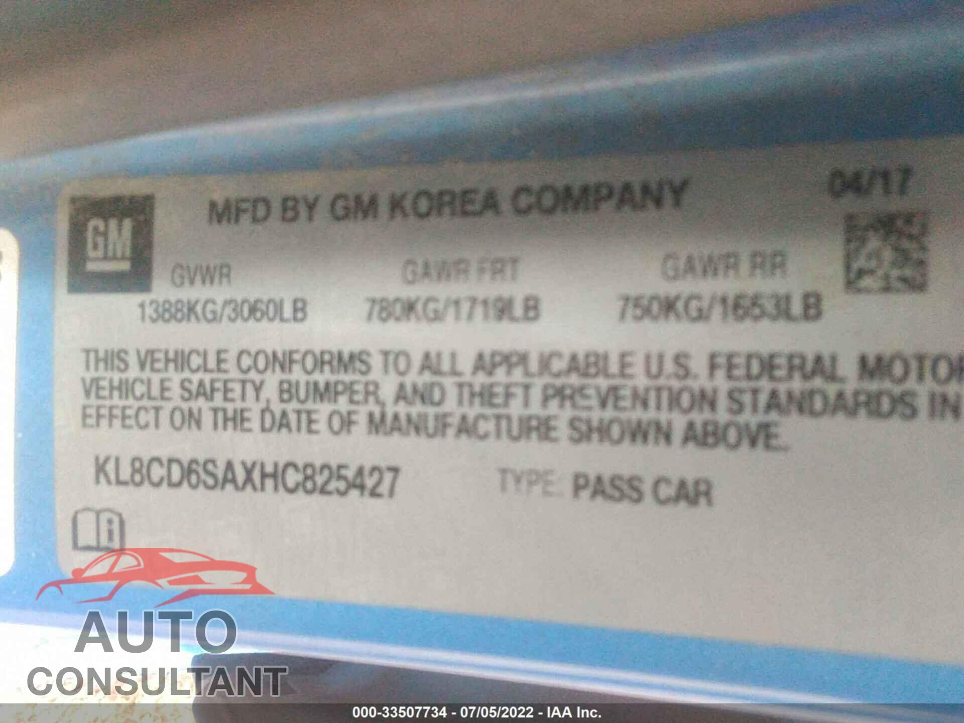 CHEVROLET SPARK 2017 - KL8CD6SAXHC825427