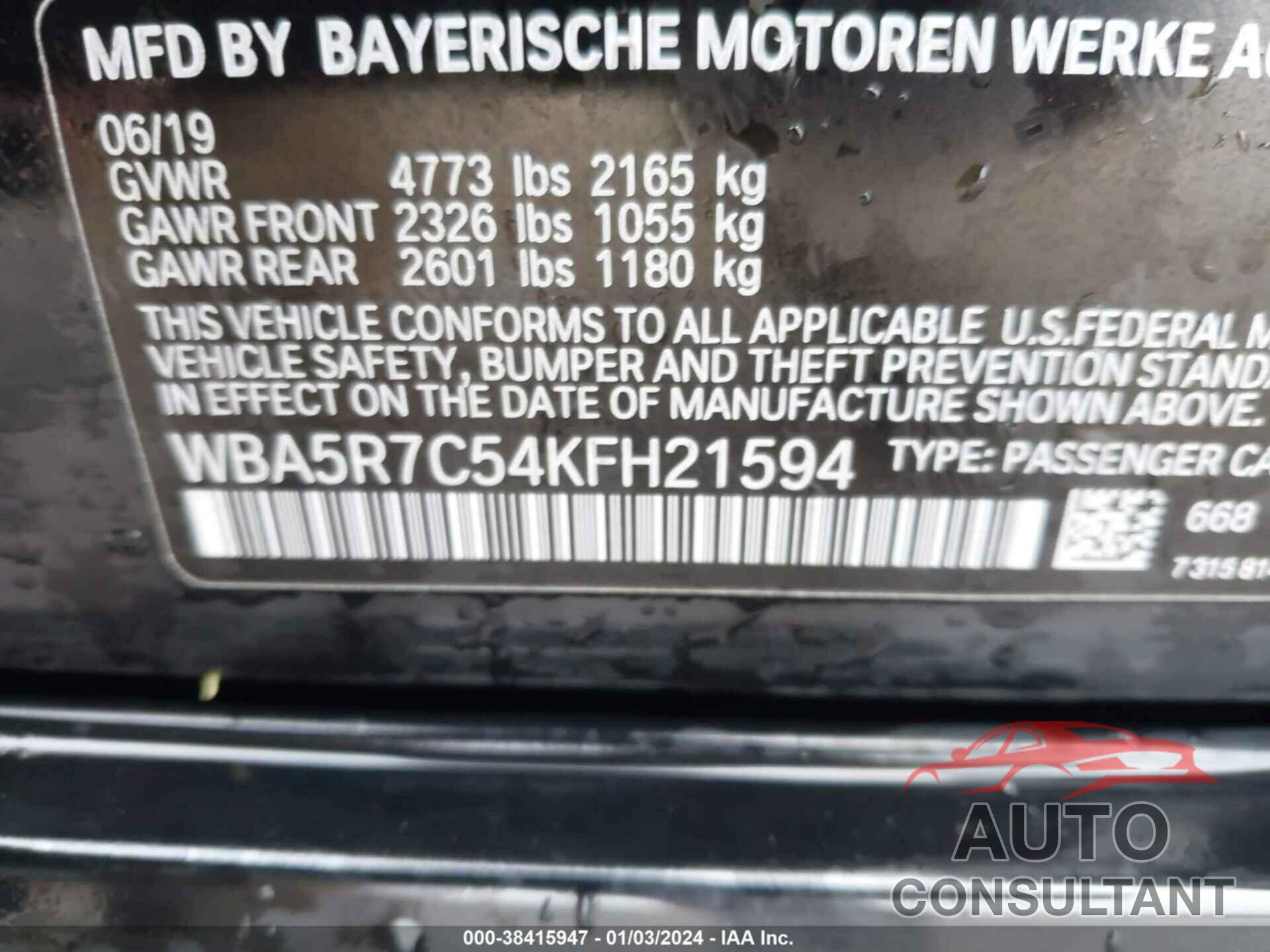 BMW 330I 2019 - WBA5R7C54KFH21594