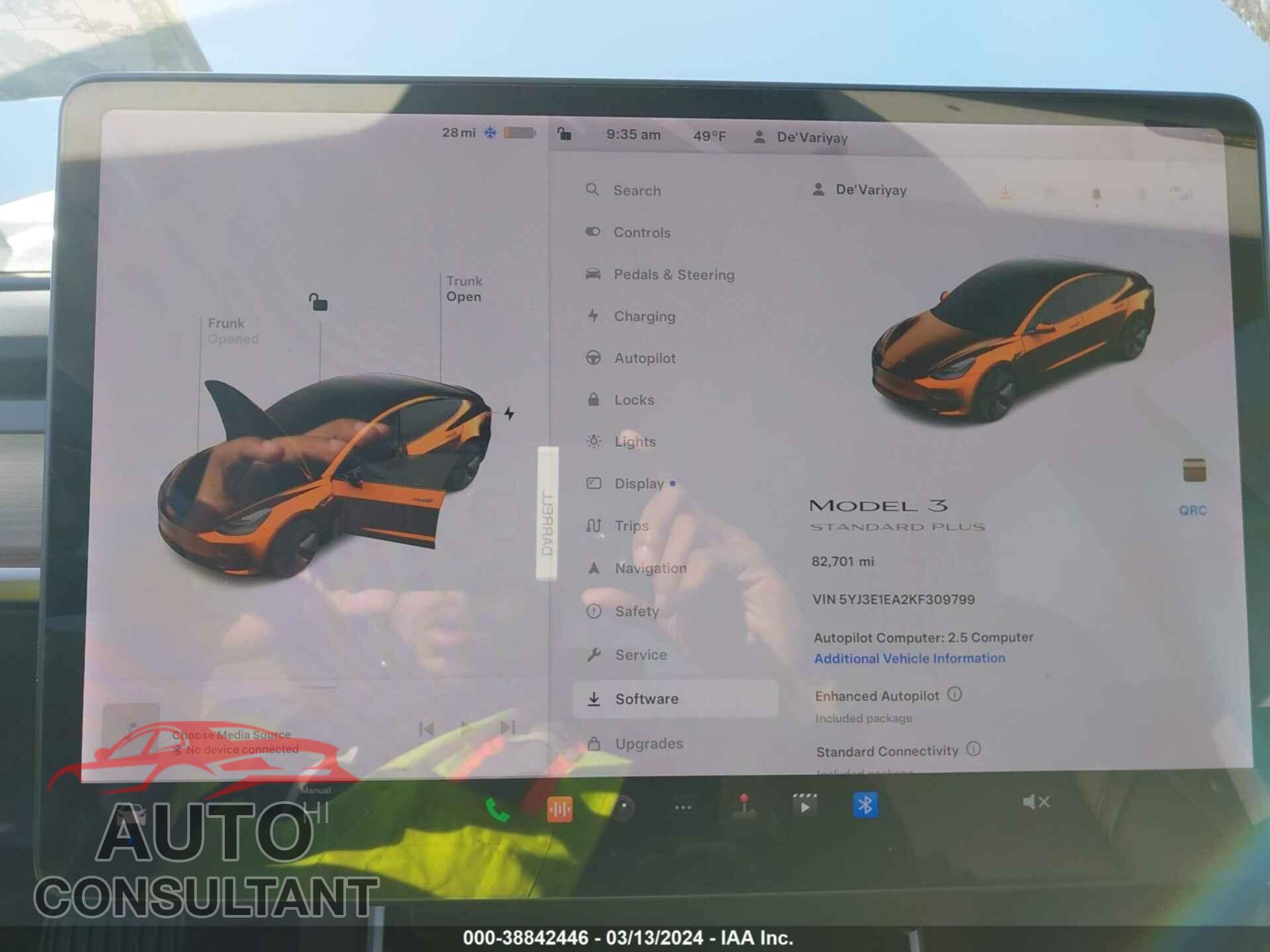 TESLA MODEL 3 2019 - 5YJ3E1EA2KF309799