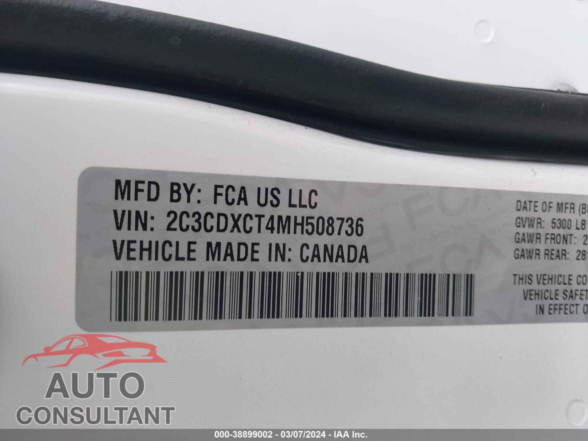 DODGE CHARGER 2021 - 2C3CDXCT4MH508736