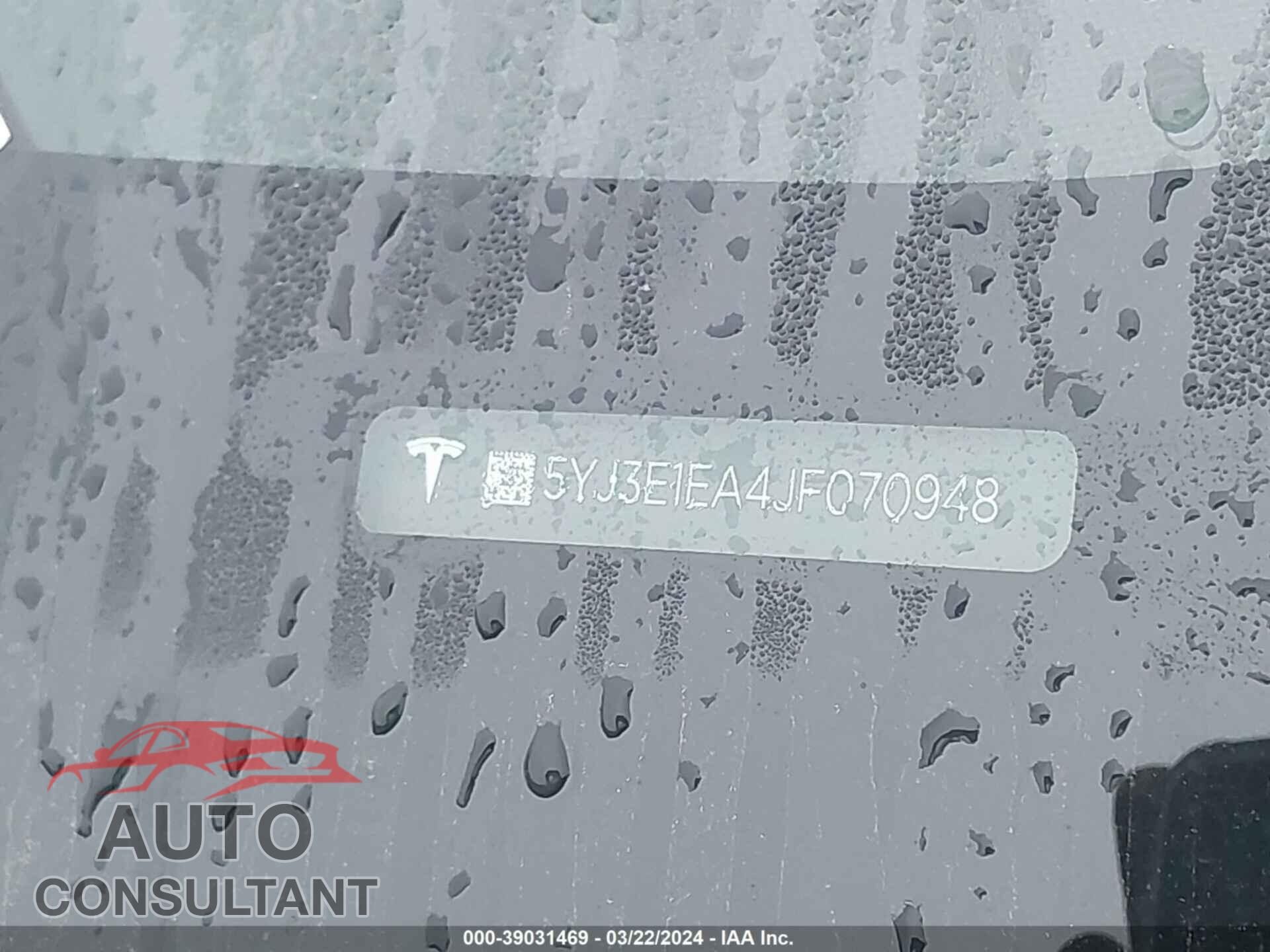 TESLA MODEL 3 2018 - 5YJ3E1EA4JF070948