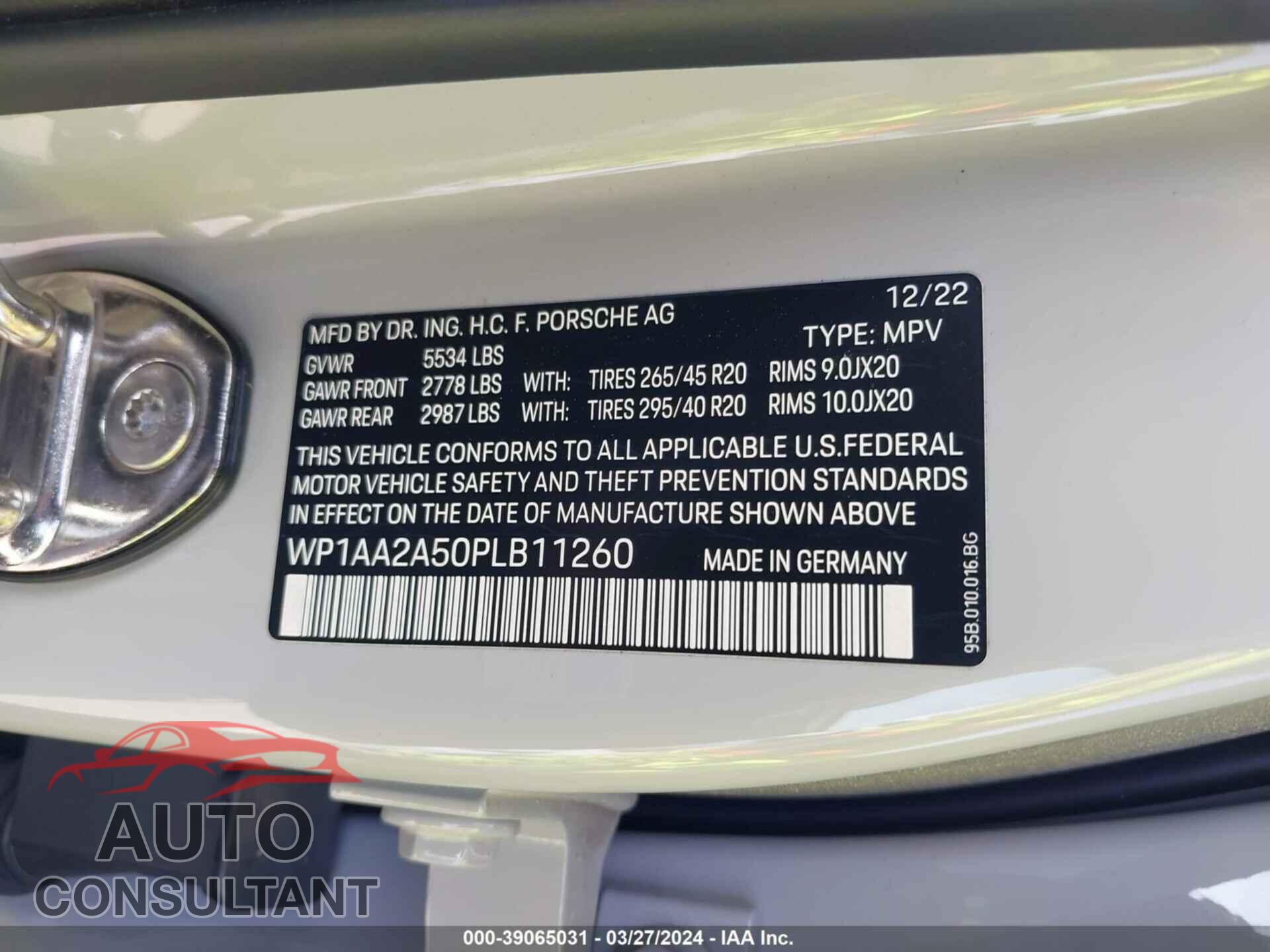 PORSCHE MACAN 2023 - WP1AA2A50PLB11260