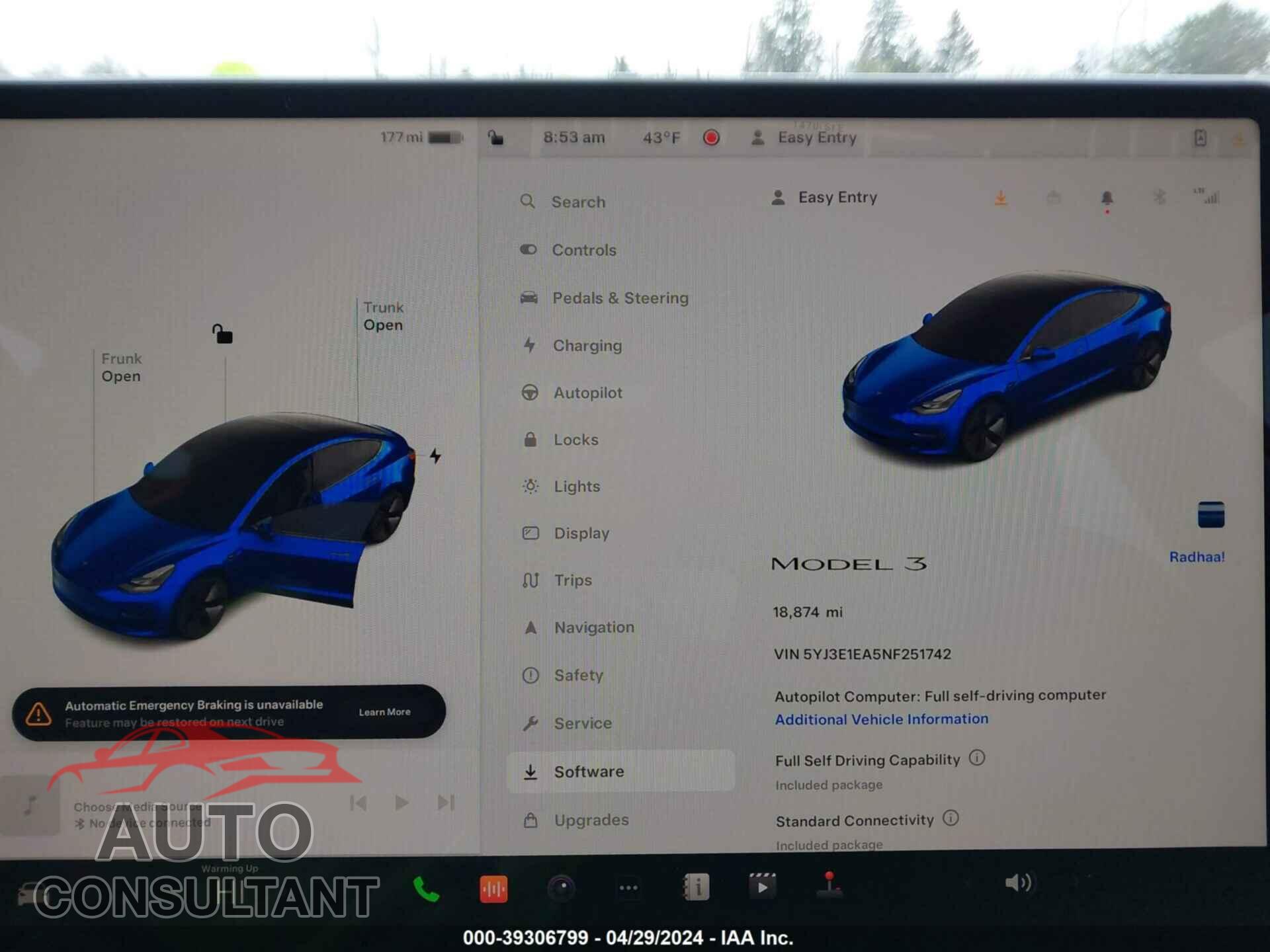 TESLA MODEL 3 2022 - 5YJ3E1EA5NF251742