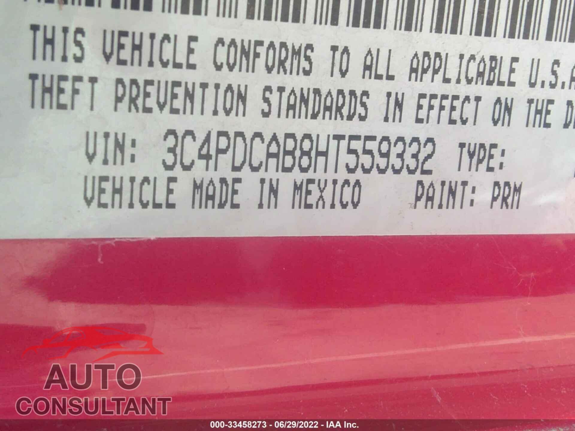 DODGE JOURNEY 2017 - 3C4PDCAB8HT559332