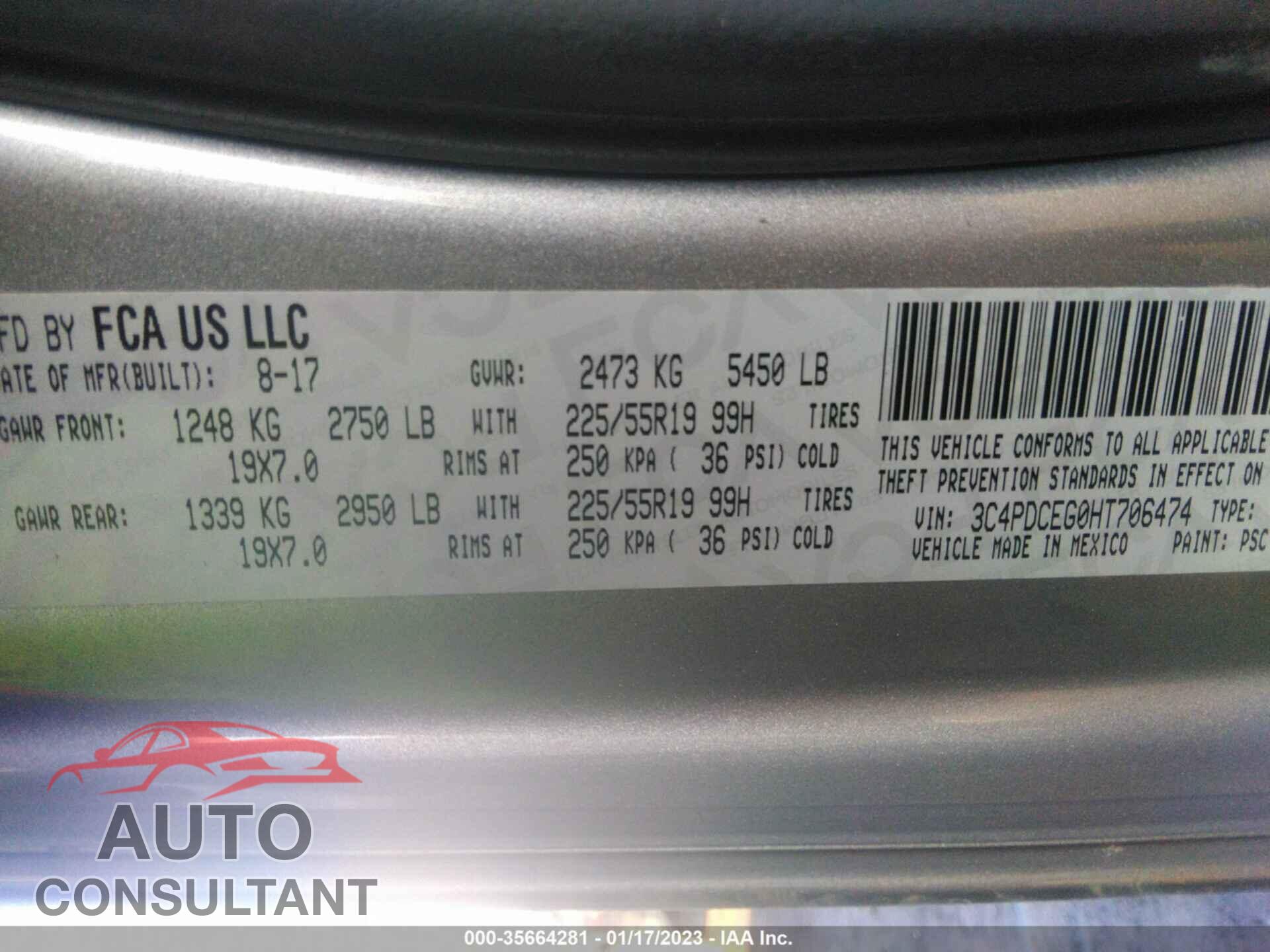 DODGE JOURNEY 2017 - 3C4PDCEG0HT706474