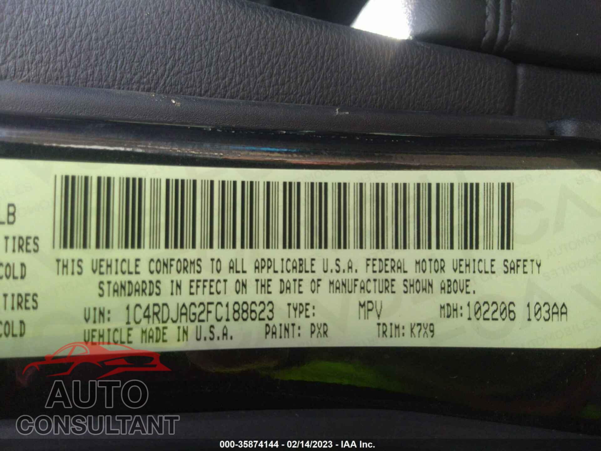 DODGE DURANGO 2015 - 1C4RDJAG2FC188623