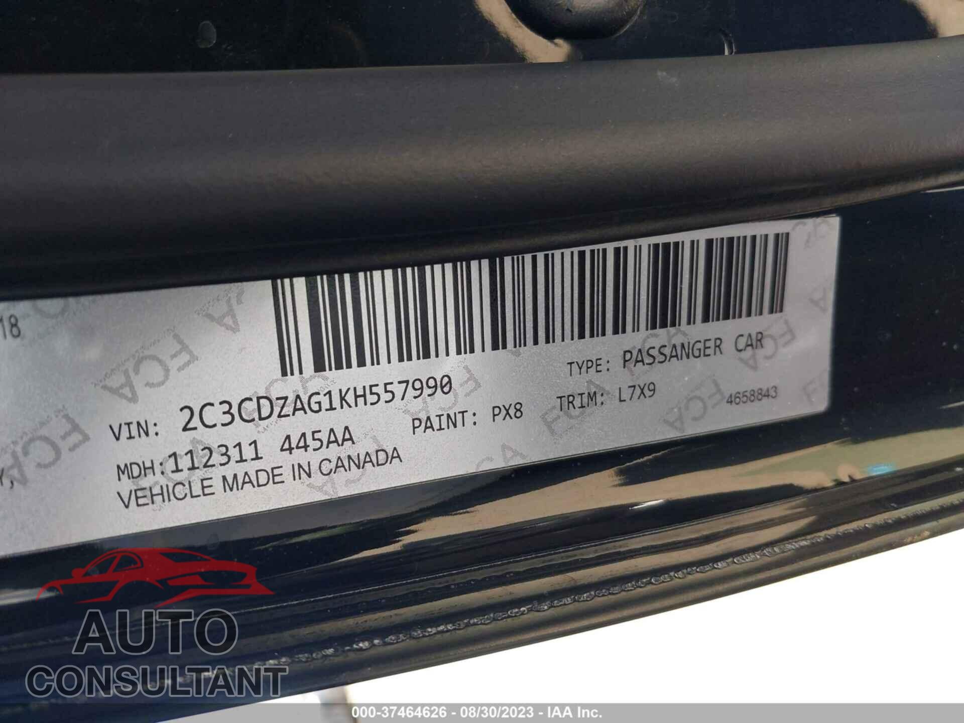 DODGE CHALLENGER 2019 - 2C3CDZAG4KH557918