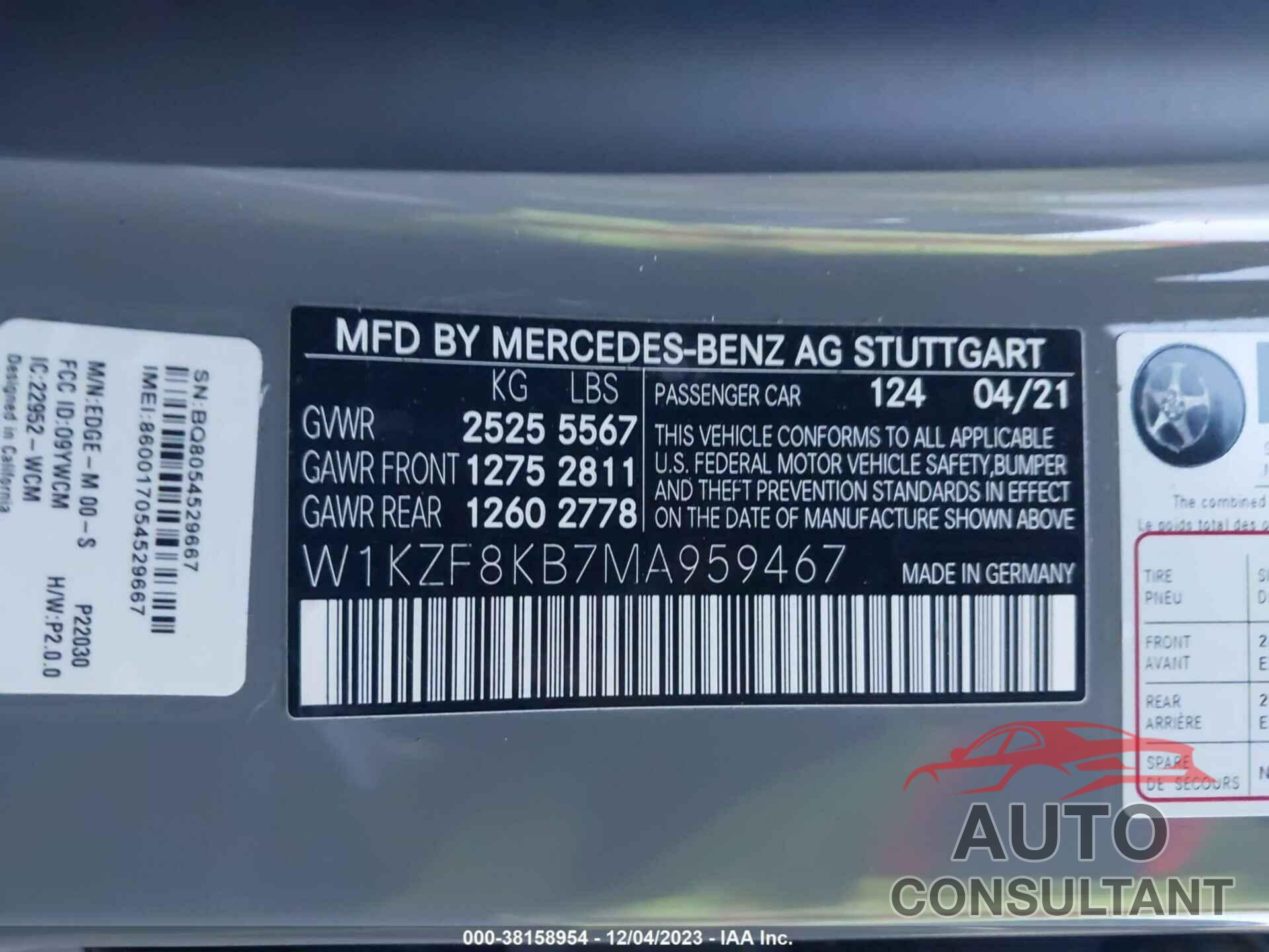 MERCEDES-BENZ AMG E 63 2021 - W1KZF8KB7MA959467