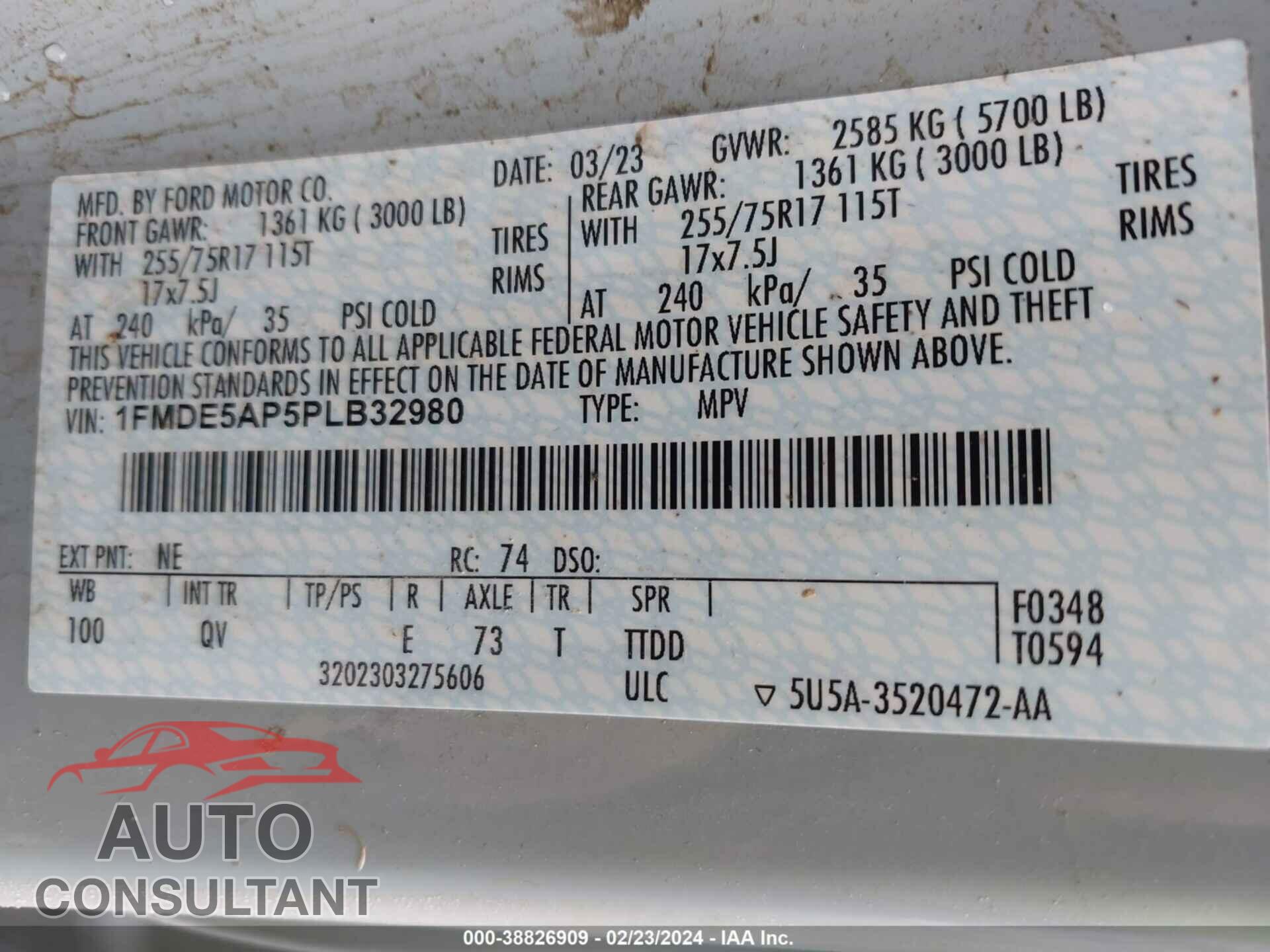 FORD BRONCO 2023 - 1FMDE5AP5PLB32980