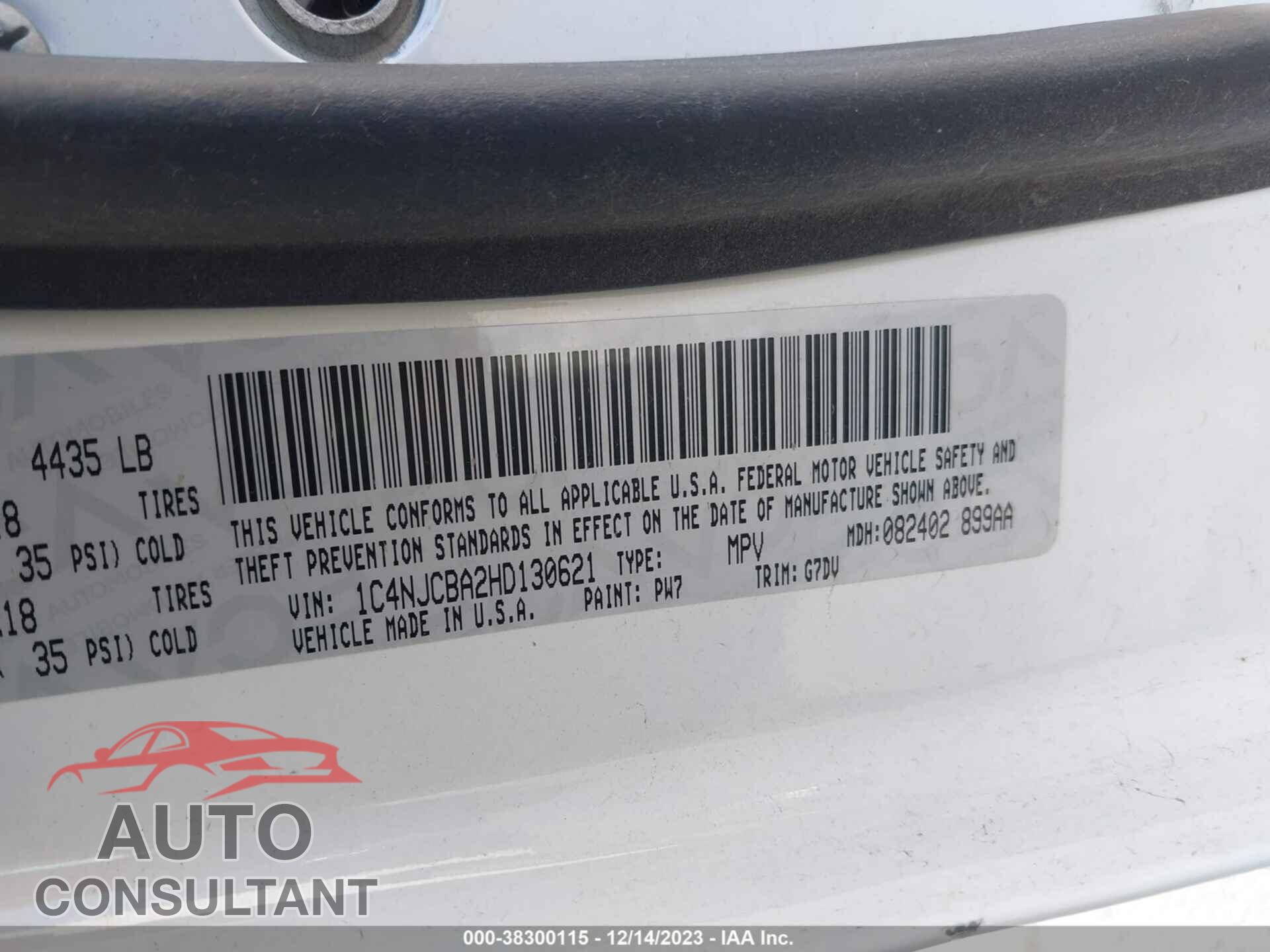 JEEP COMPASS 2017 - 1C4NJCBA2HD130621