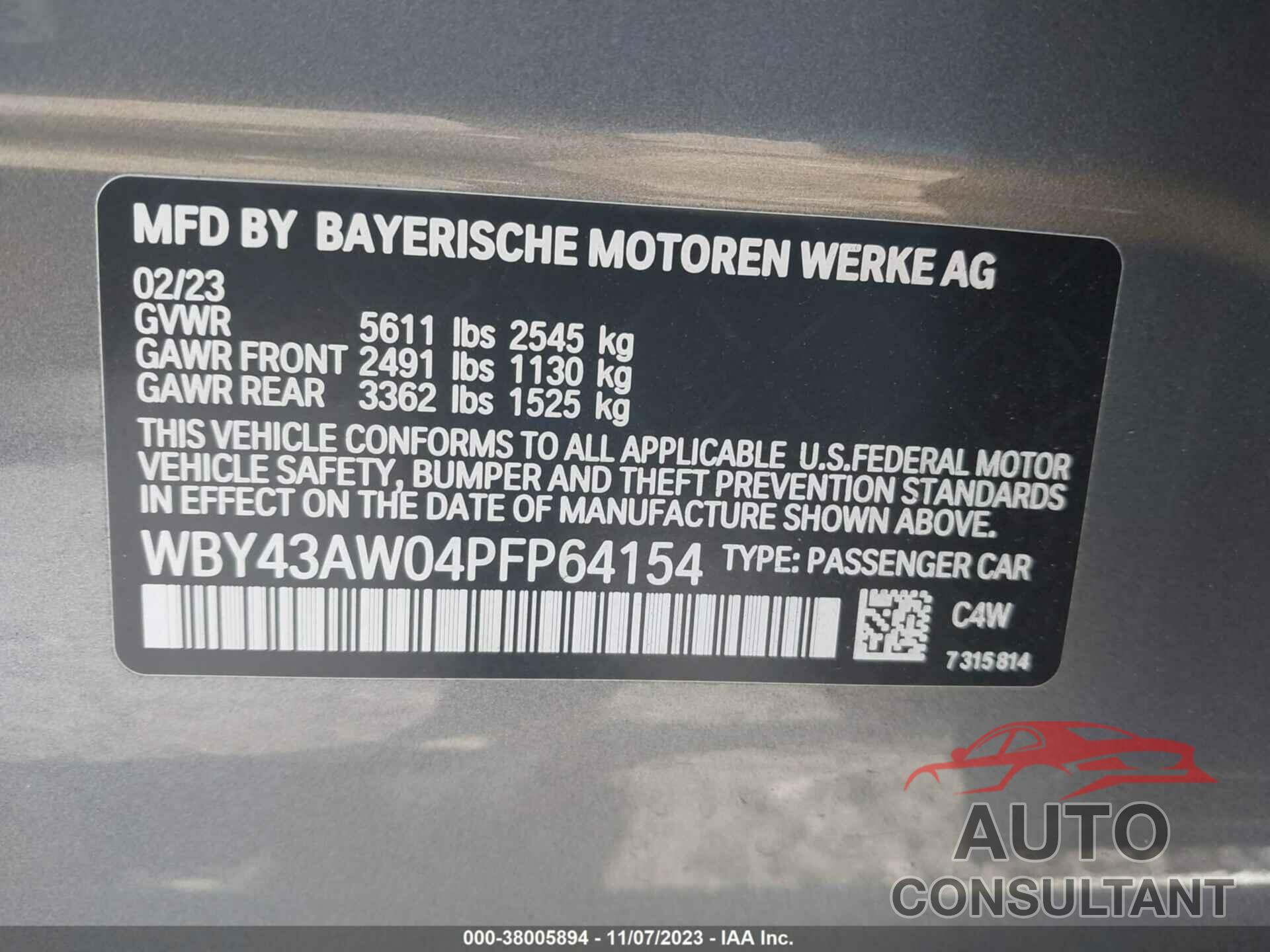 BMW I4 2023 - WBY43AW04PFP64154