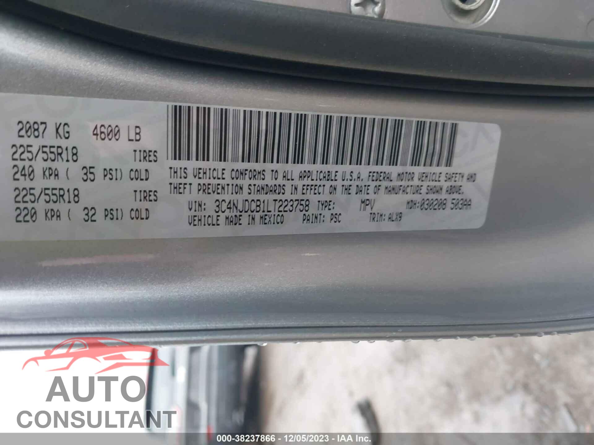 JEEP COMPASS 2020 - 3C4NJDCB1LT223758