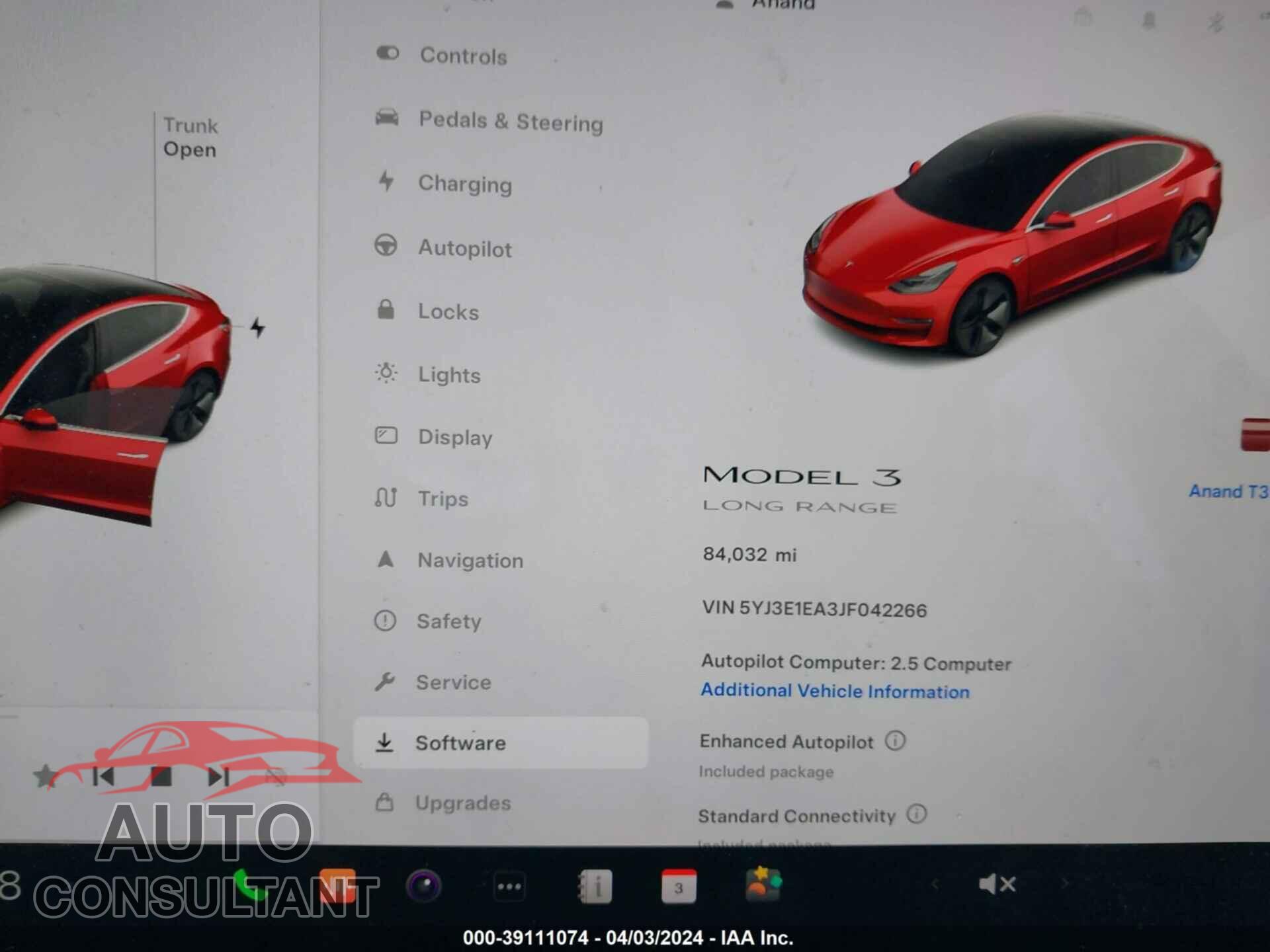 TESLA MODEL 3 2018 - 5YJ3E1EA3JF042266