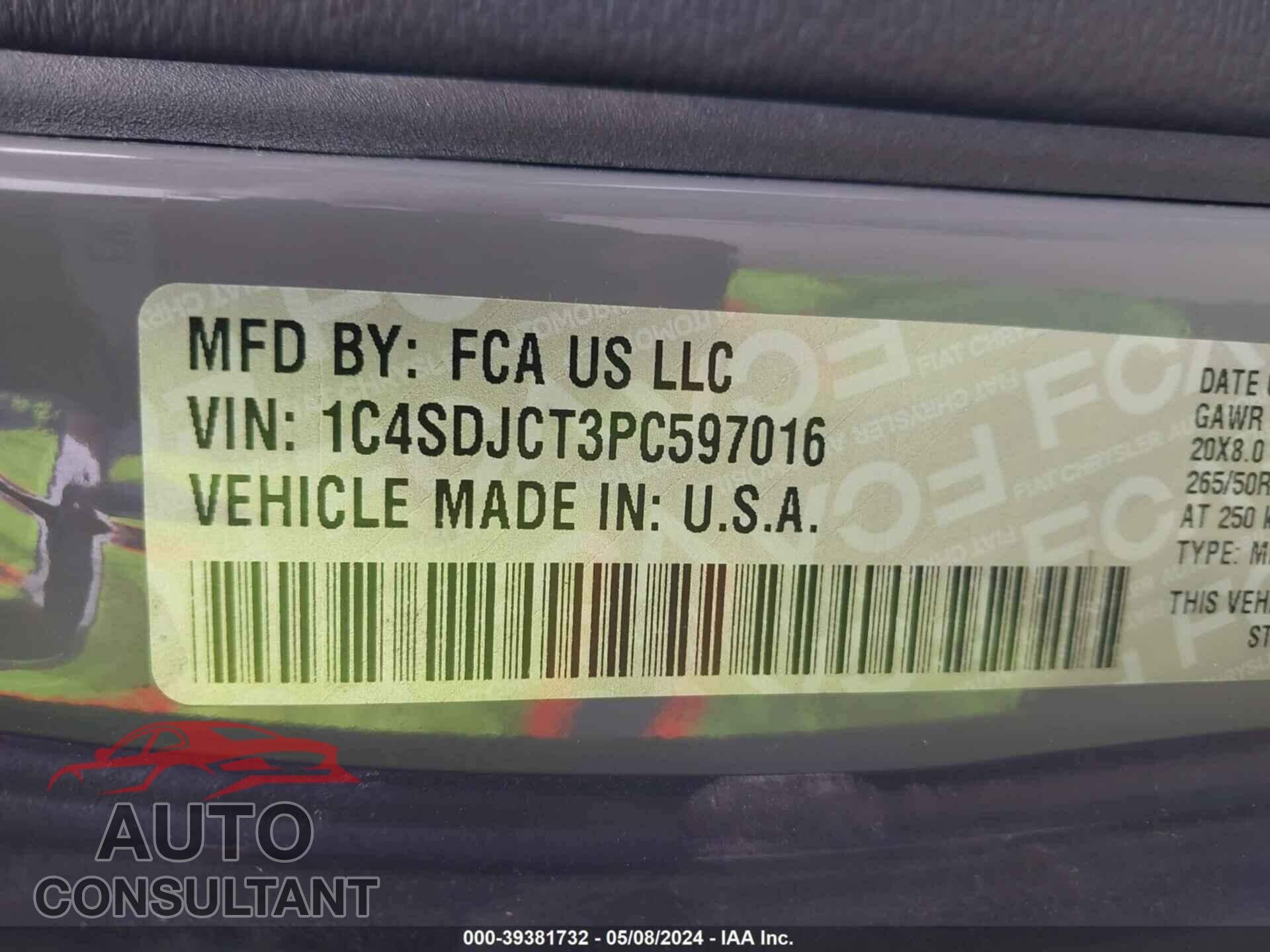 DODGE DURANGO 2023 - 1C4SDJCT3PC597016