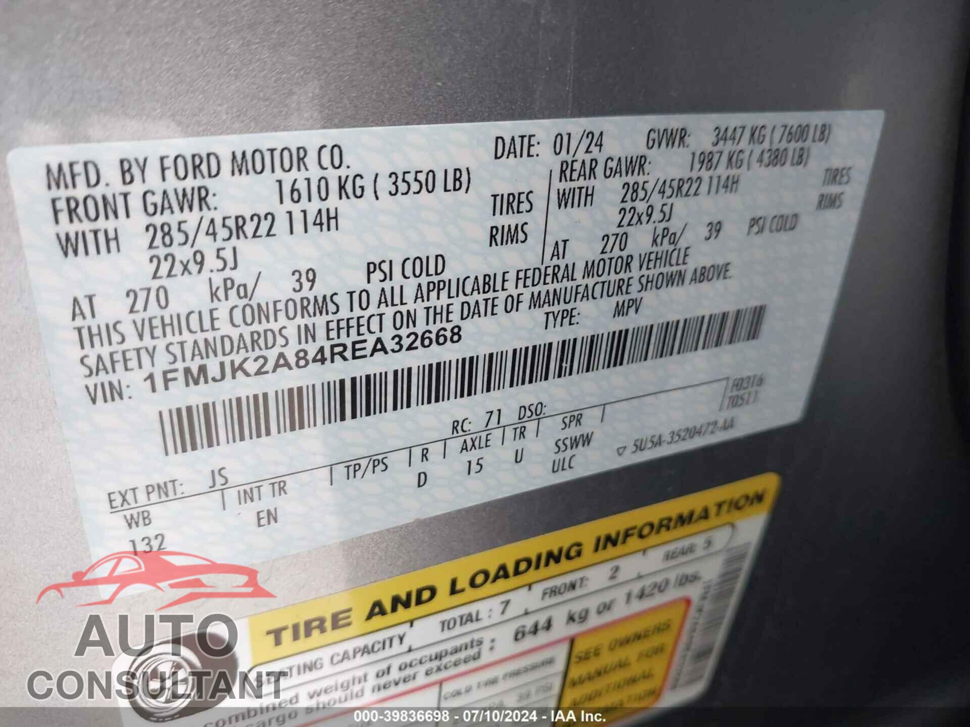 FORD EXPEDITION 2024 - 1FMJK2A84REA32668