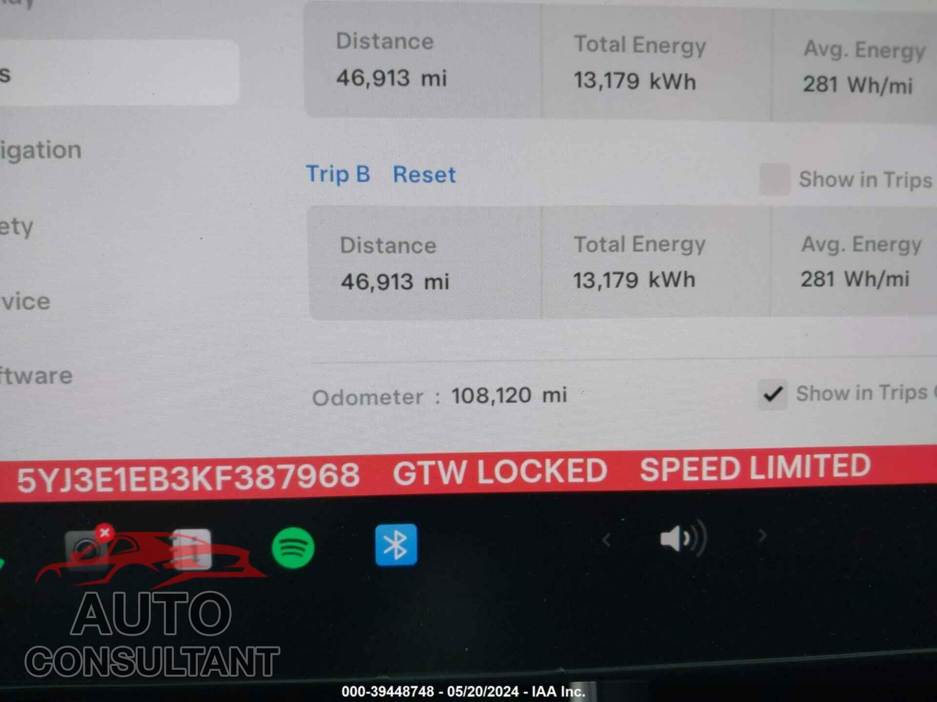 TESLA MODEL 3 2019 - 5YJ3E1EB3KF387968