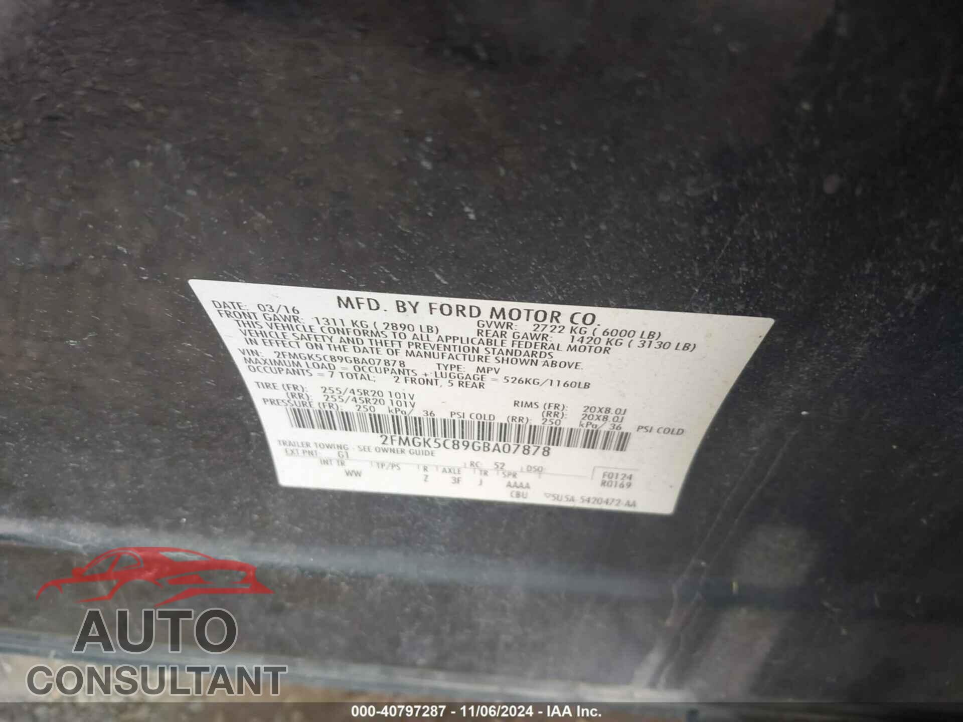FORD FLEX 2016 - 2FMGK5C89GBA07878