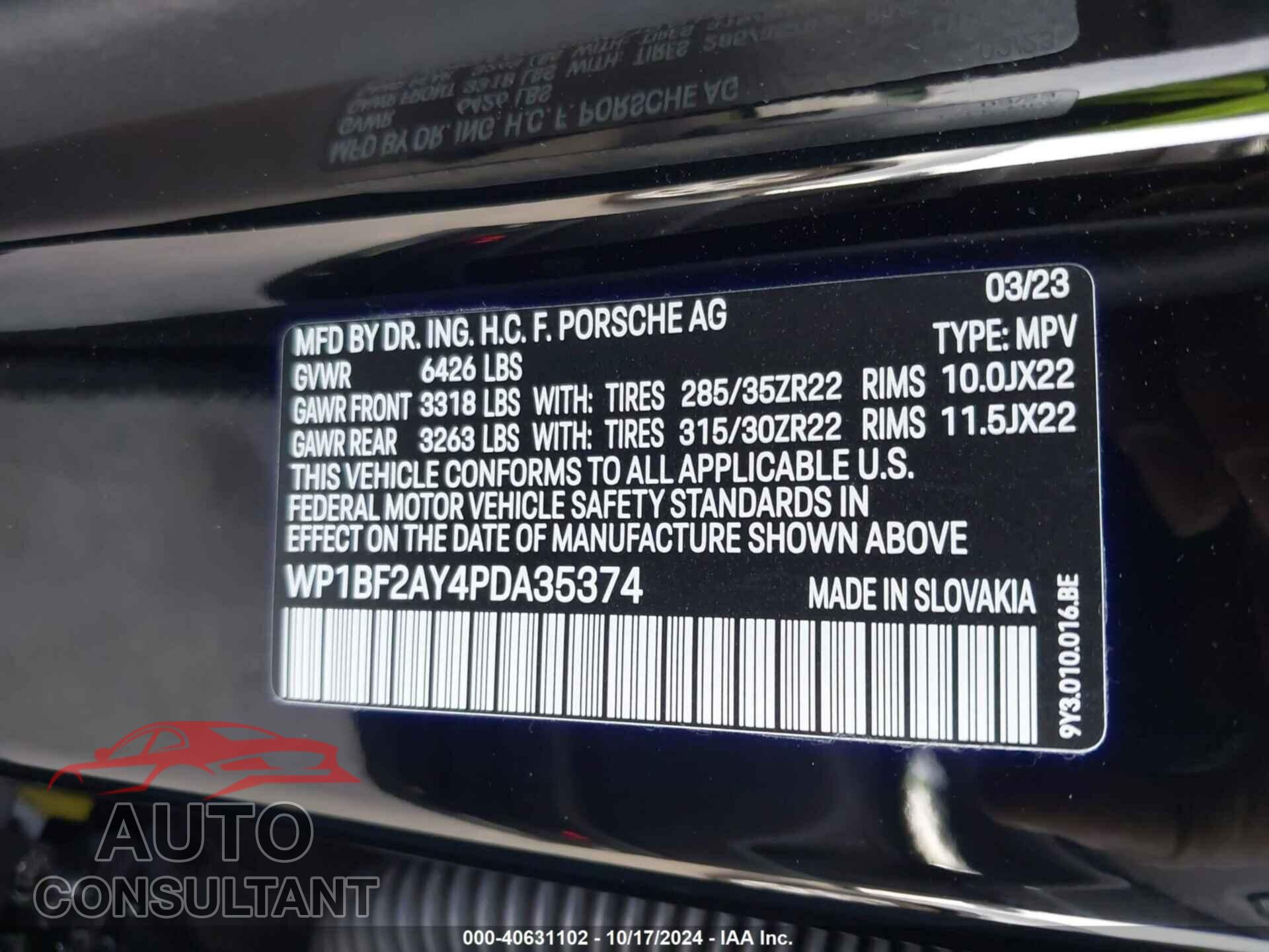 PORSCHE CAYENNE COUPE 2023 - WP1BF2AY4PDA35374