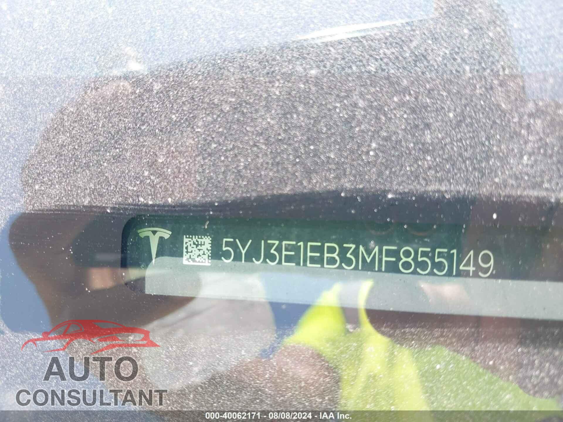 TESLA MODEL 3 2021 - 5YJ3E1EB3MF855149