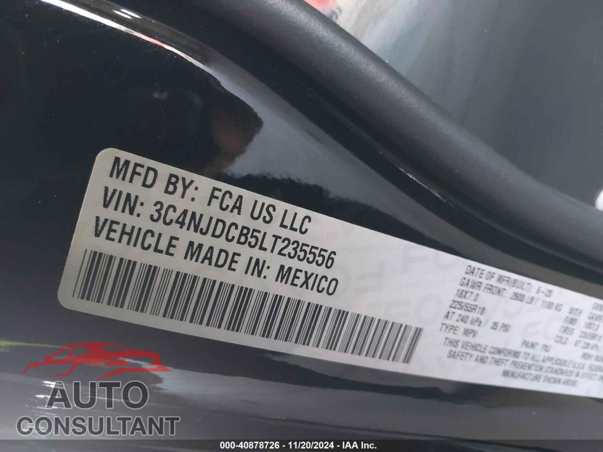 JEEP COMPASS 2020 - 3C4NJDCB5LT235556