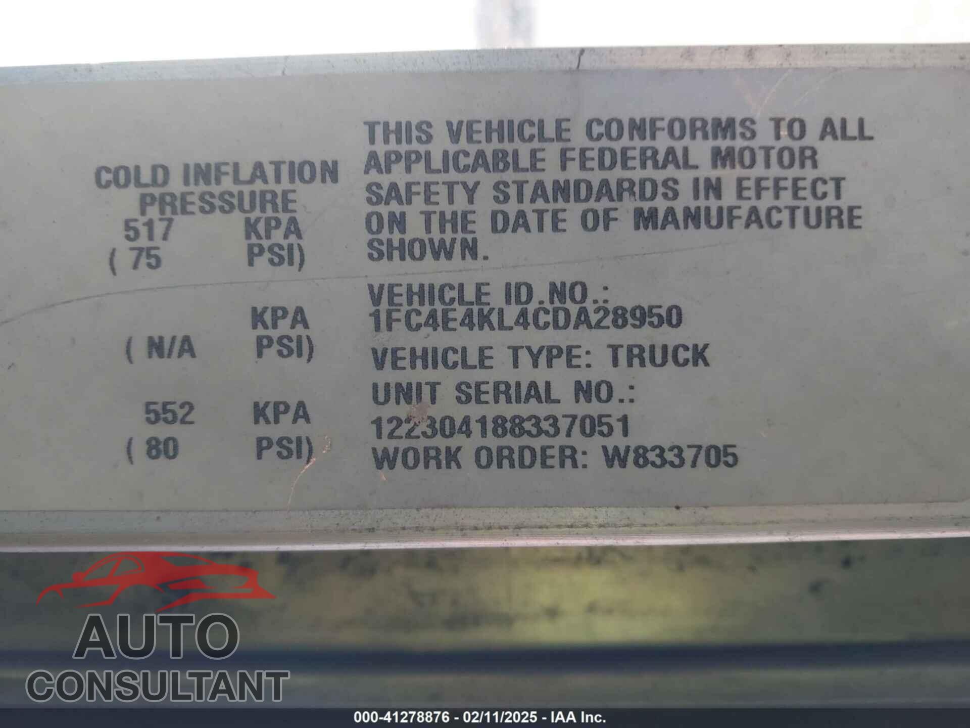 FORD E-450 STRIPPED 2012 - 1FC4E4KL4CDA28950