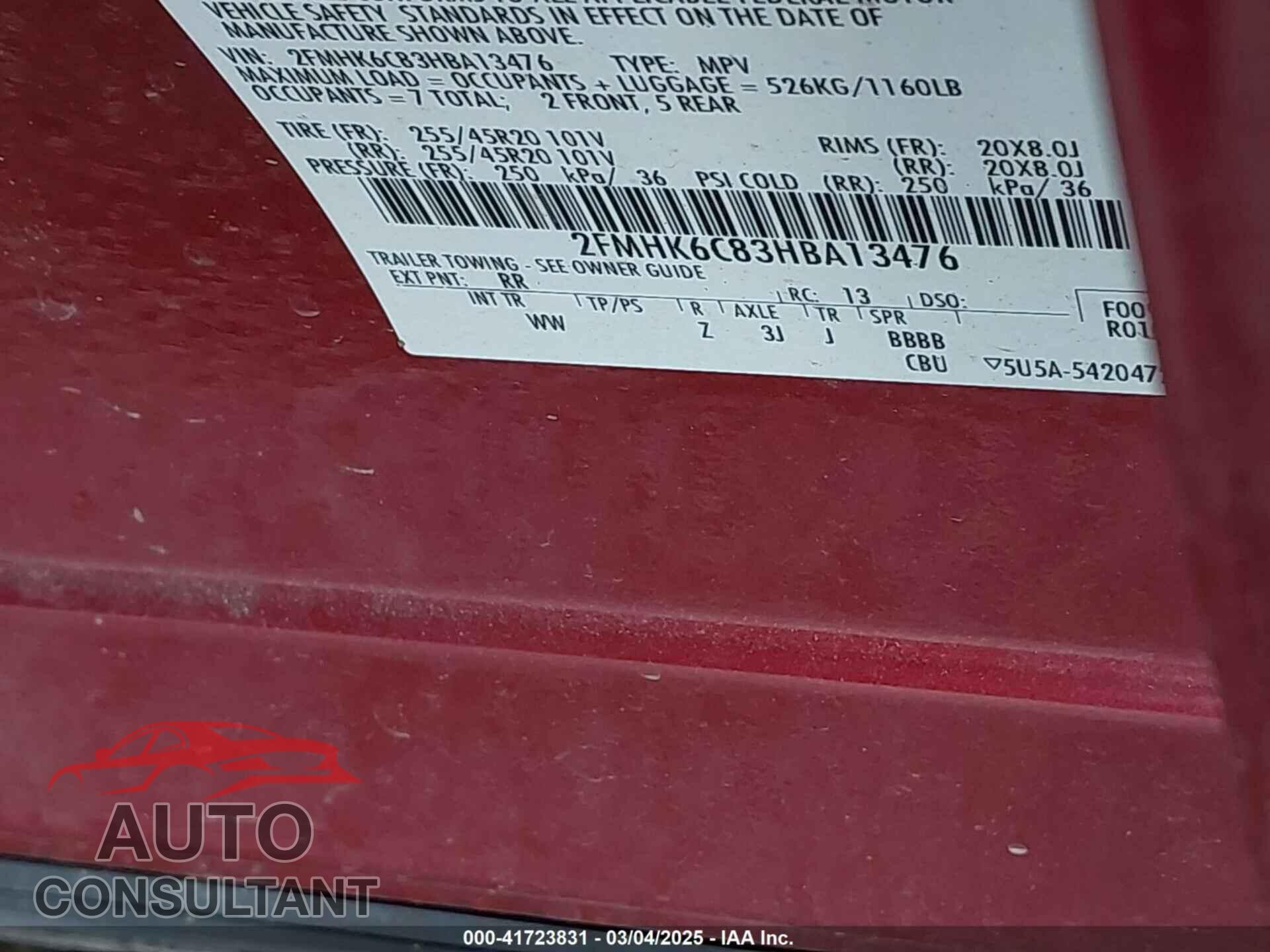 FORD FLEX 2017 - 2FMHK6C83HBA13476