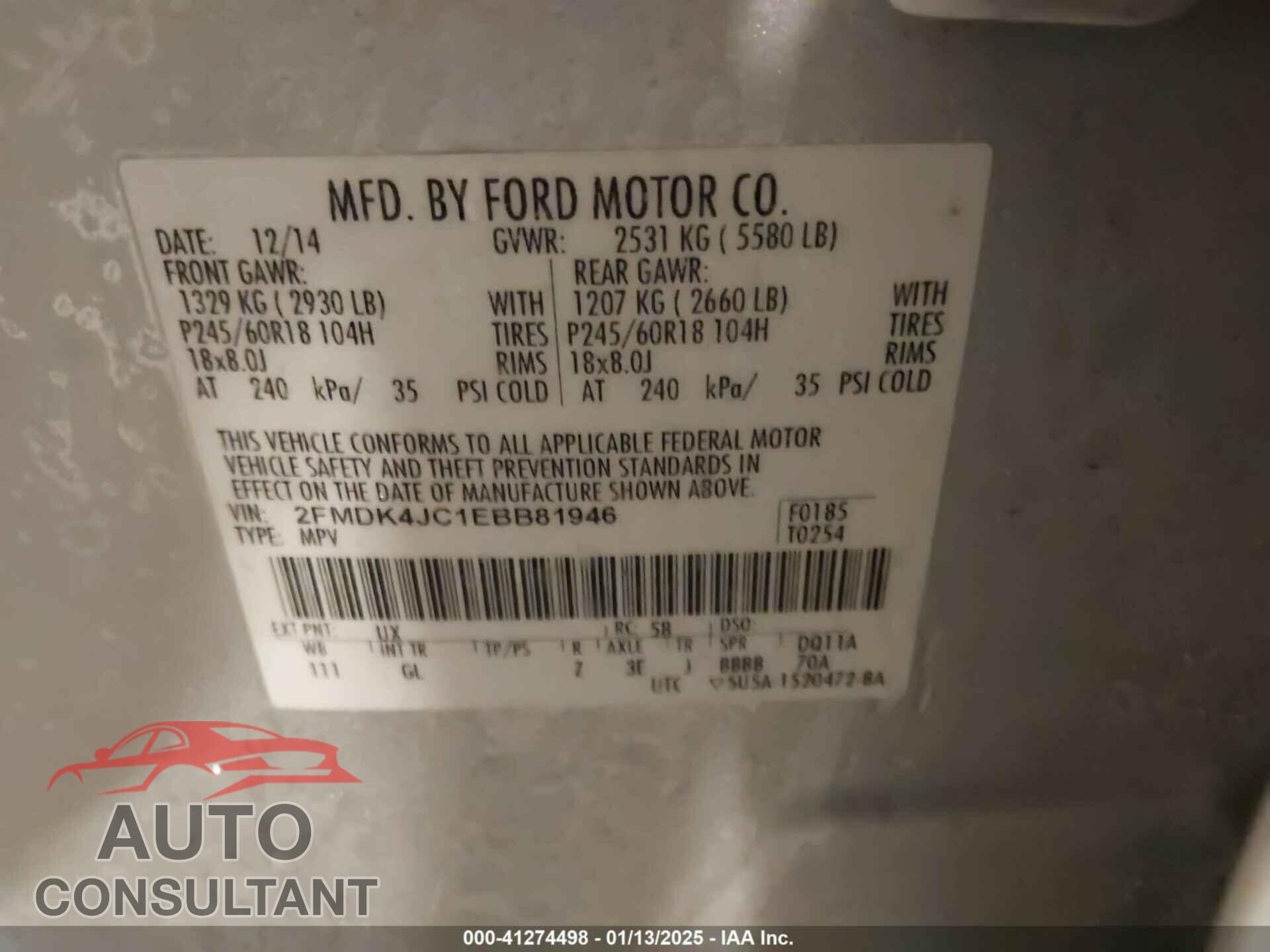 FORD EDGE 2014 - 2FMDK4JC1EBB81946