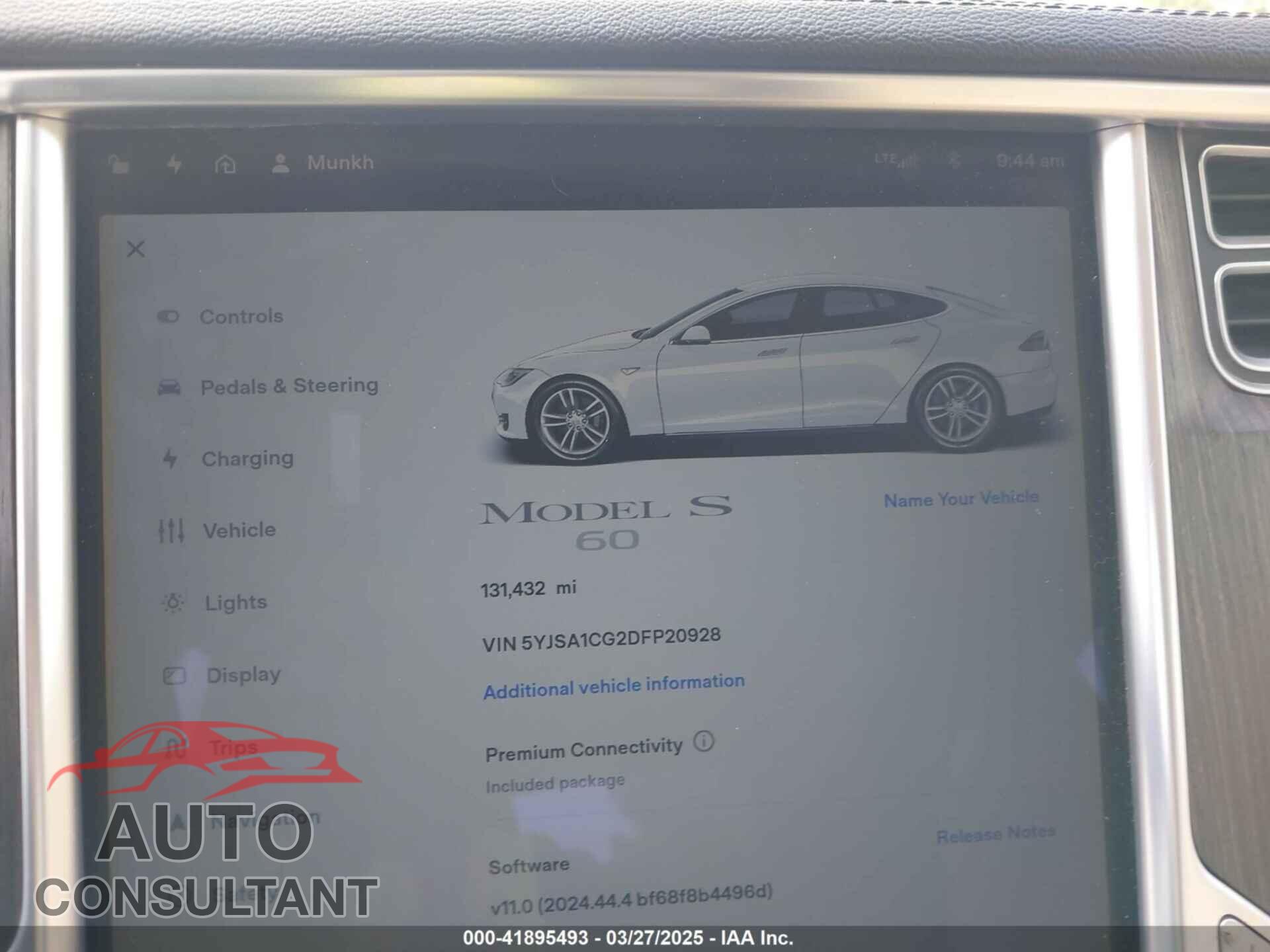 TESLA MODEL S 2013 - 5YJSA1CG2DFP20928